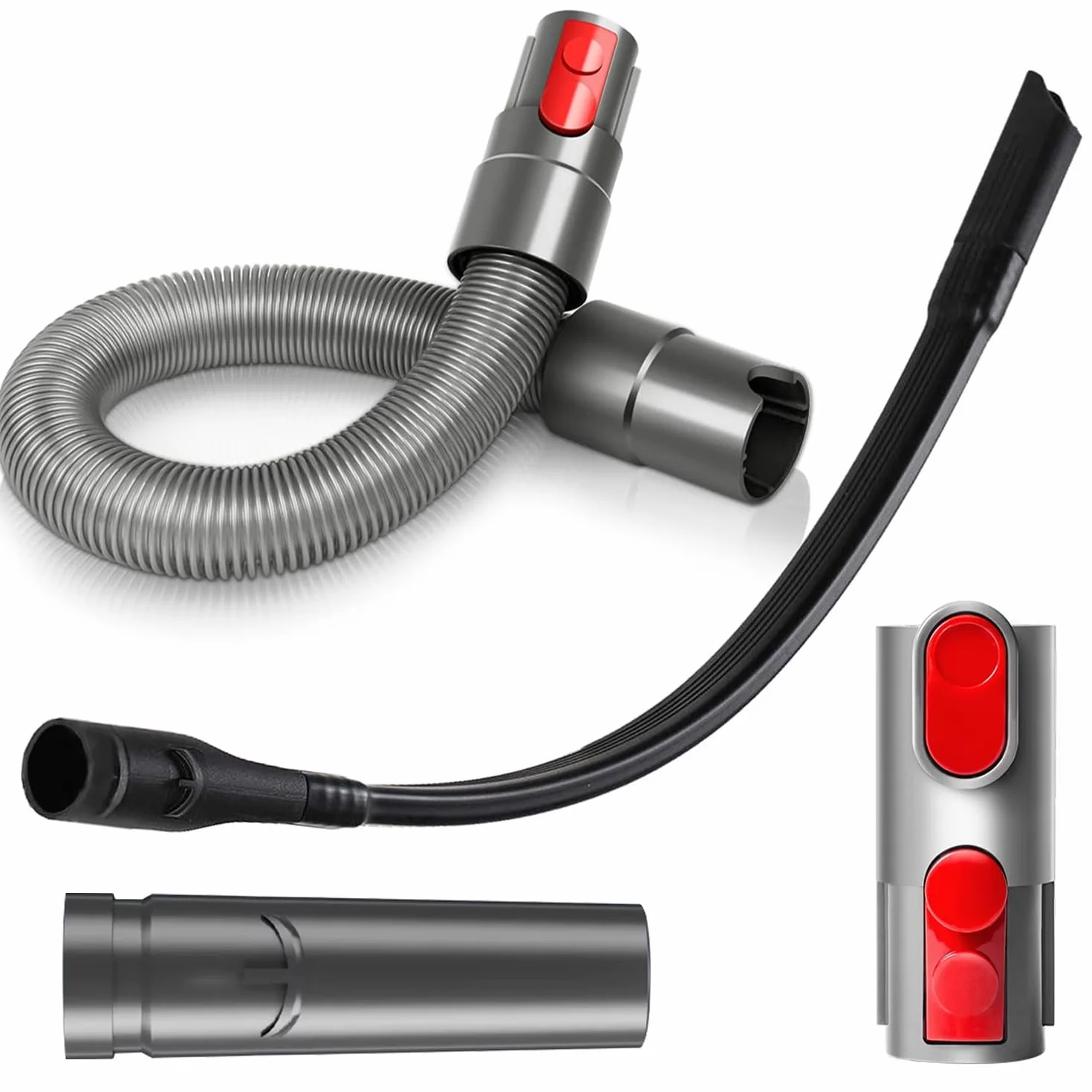 4-częściowy zestaw akcesoriów do odkurzacza Dyson, przedłużenie węża + elastyczna ssawka szczelinowa + 2 adaptery akcesoria, pasuje do odkurzacza Dyson V7V8V10V11V15, do czyszczenia narożników i