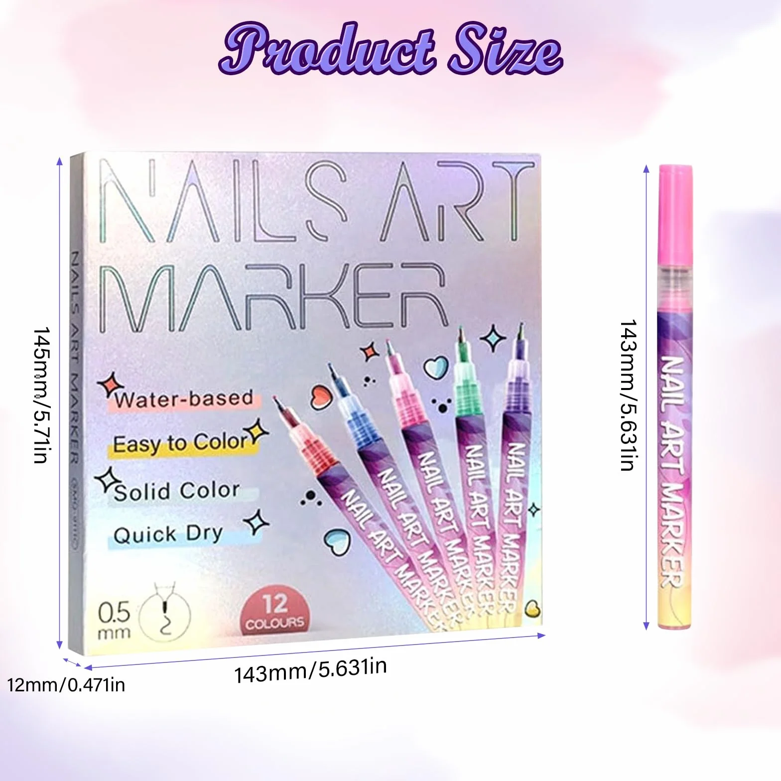 Zestaw 12 kolorowych pisaków do paznokci, 3D Nail Art Pen szybkoschnące pisaki do paznokci, wodoodporne, "zrób to sam" do malowania paznokci, graffiti, pędzelek do zdobienia paznokci, piękna