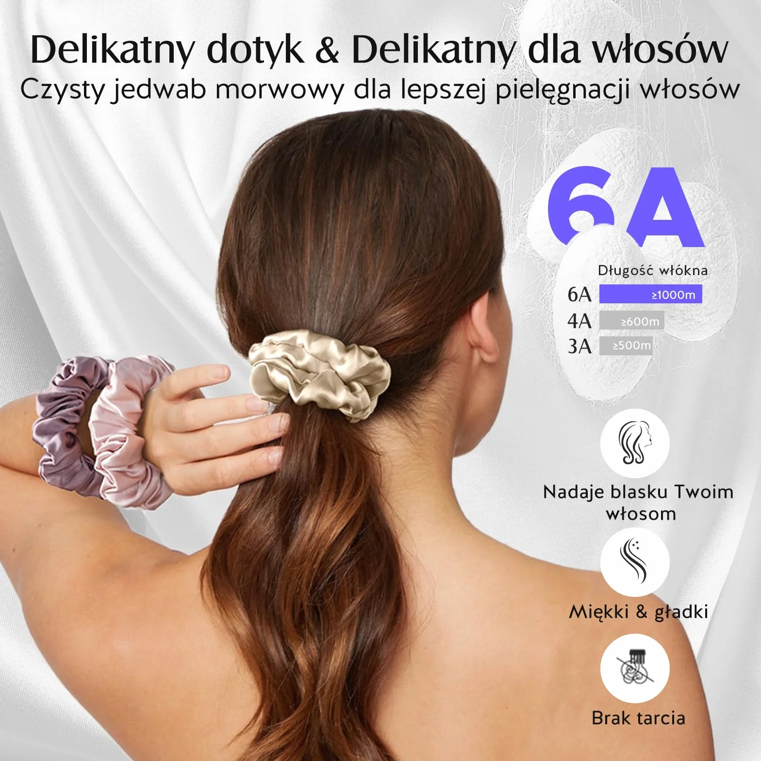 Umisleep 3-częściowy zestaw 100% Mulberry Silk Scrunchies dla kobiet, delikatne gumki do włosów redukujące puszenie się włosów i łamanie włosów, elastyczne gumki do włosów bez odcisków (różowe,