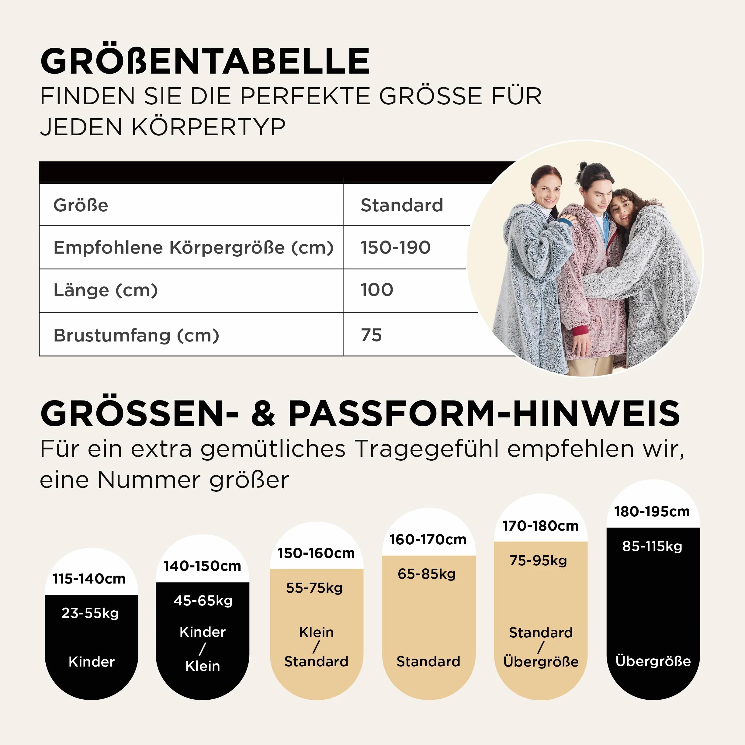 BEDSURE Koc z rękawami i kapturem, bluza oversize do noszenia