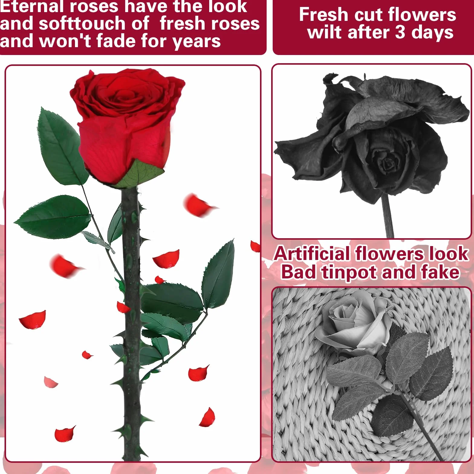 Infinity Rose, wieczna róża, wieczny kwiat w pudełku prezentowym, wieczna róża, prezent walentynkowy dla niej, róża walentynkowa, prezent rocznicowy dla kobiety, mamy