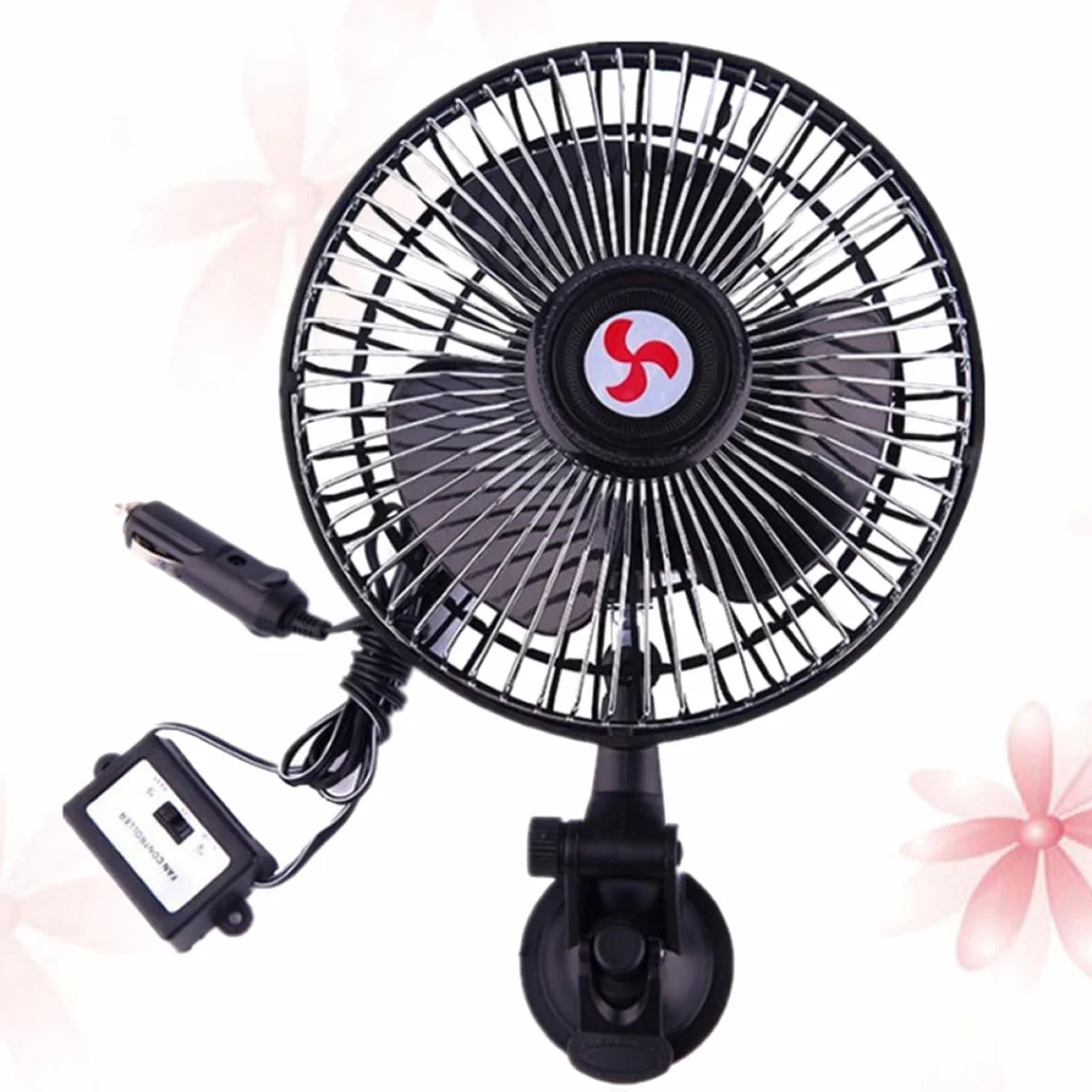 BESTonZON 1 6 elektryczny wentylator do samochodu calowy wentylator samochodowy wentylator z gumowym mocowaniem podwójna głowa zapalniczka wentylator chłodzący chłodnica miłośnik