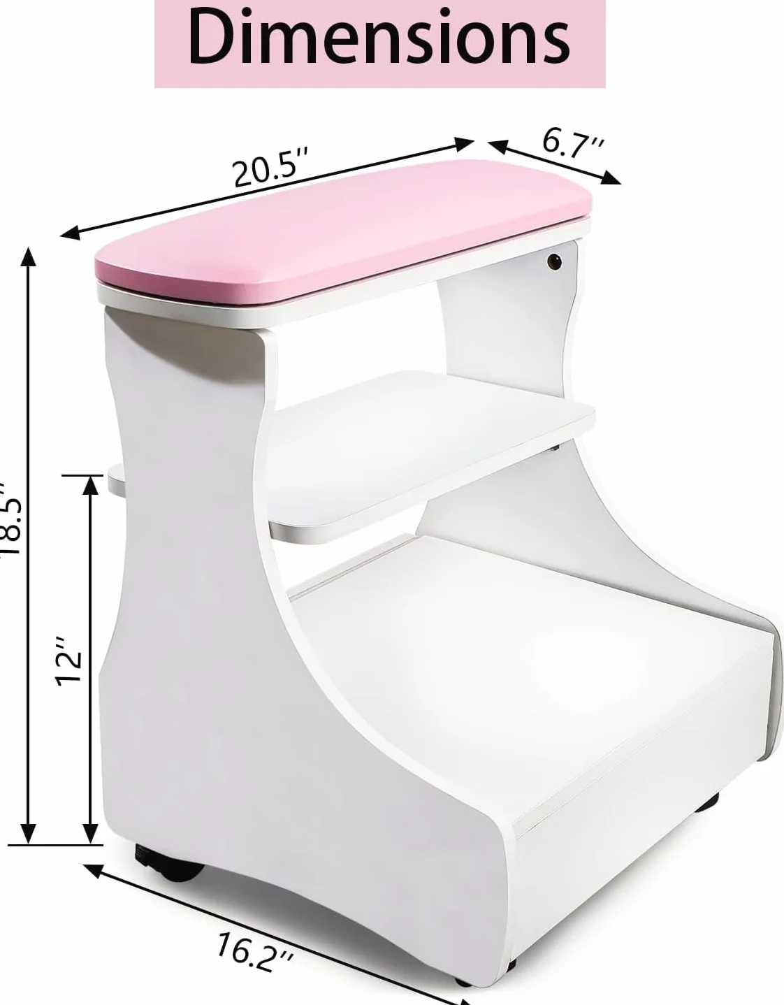 Kalolary Pedicure Foot Rest, Manicure Foot Rest with Wheels Pu Skórzana domowa piękno podnóżka podnośnik stołek stołowy do łatwego użycia salonu domowego
