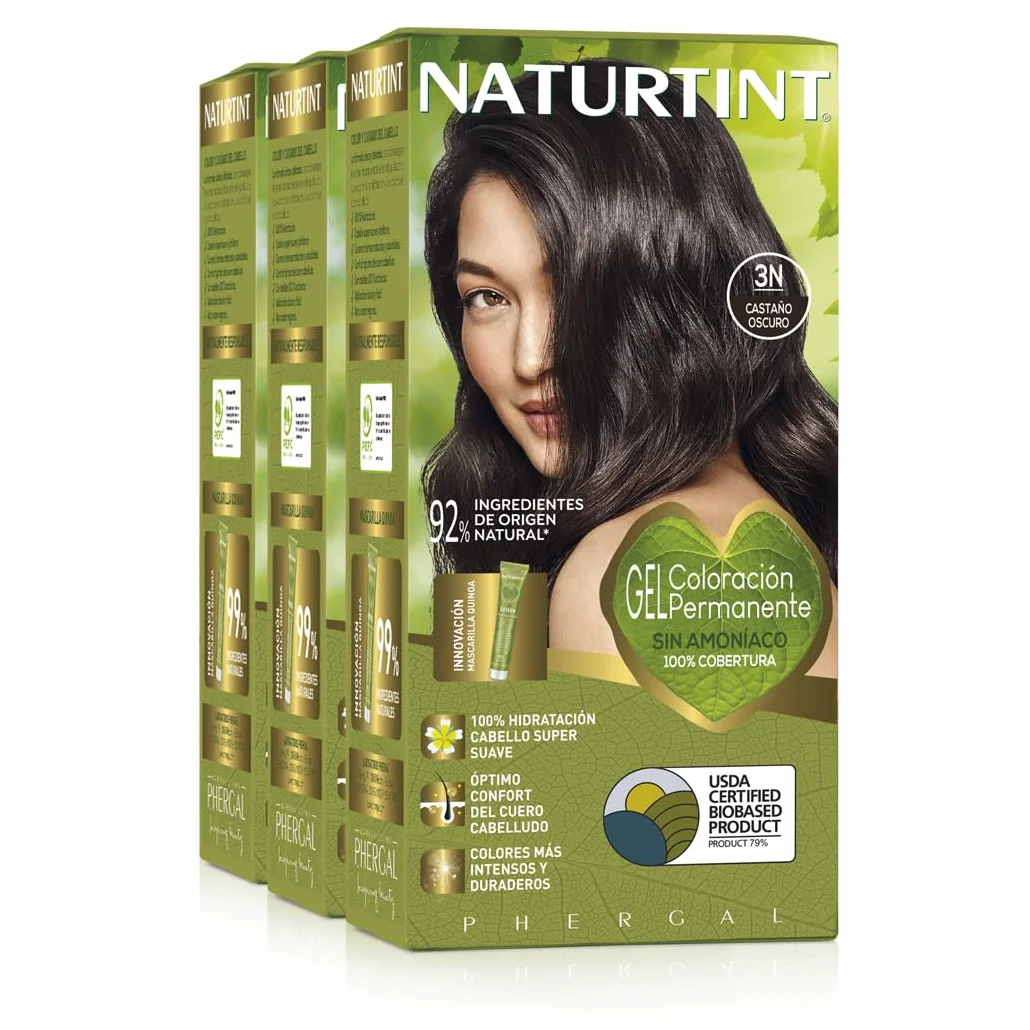 Naturtint Biobased | farba do włosów bez amoniaku | 3N kasztanowy brąz ciemny | wysoka zawartość naturalnych składników | 3 sztuki w opakowaniu | 510 ml