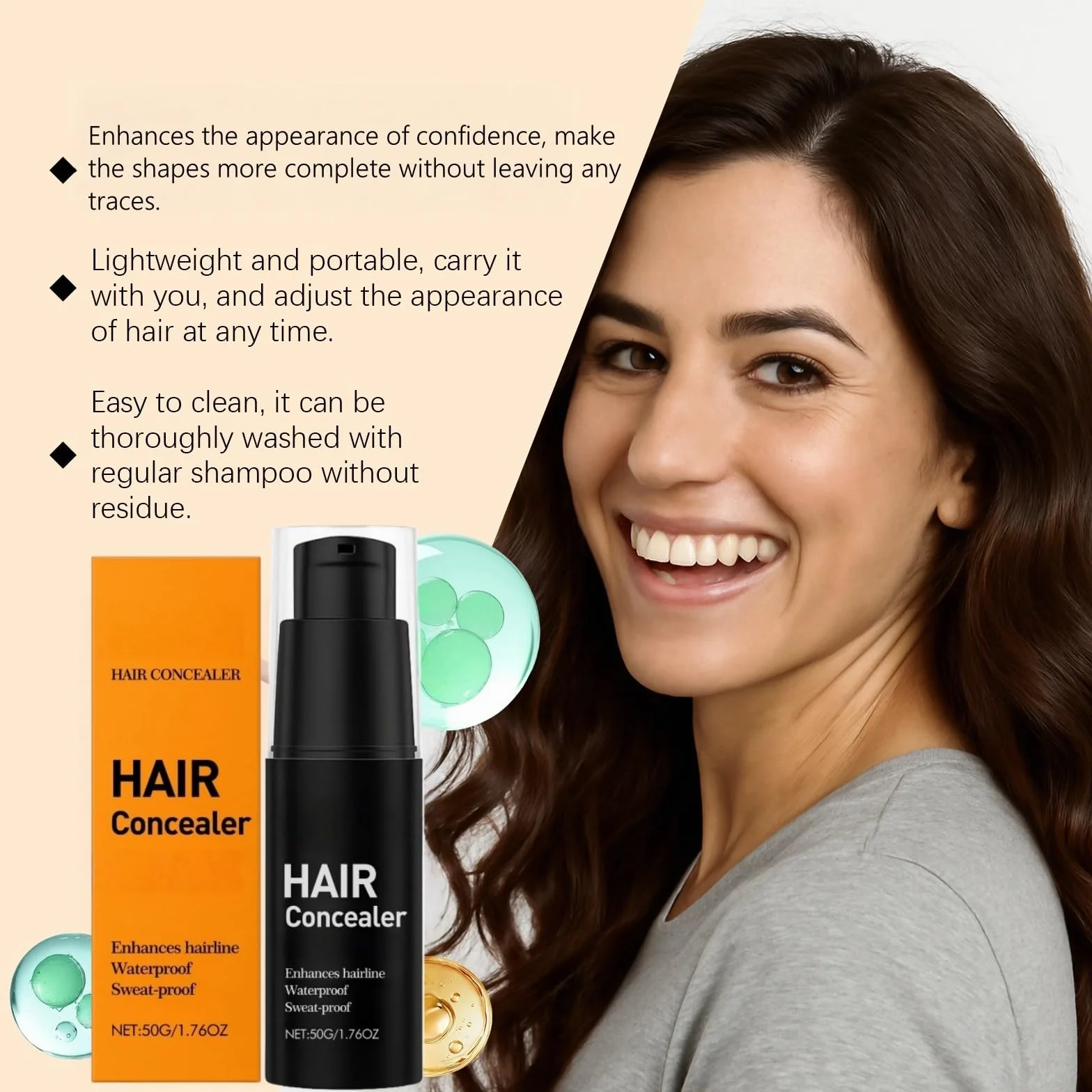 Hair Concealer, Root Touch Up Color do szarych koców i przerzedzających się włosów, wodoodporny i odporny na pot krem kryjący dla mężczyzn i kobiet (1)
