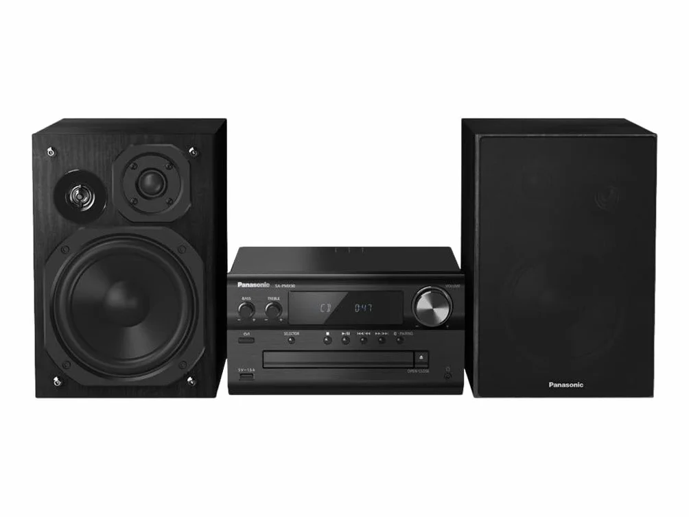 Panasonic SC-PMX90 system stereo CD (120W, 3-drożny system głośnikowy, szeroka kompatybilność, AUX-IN Auto Play, Remastering Bluetooth), czarny