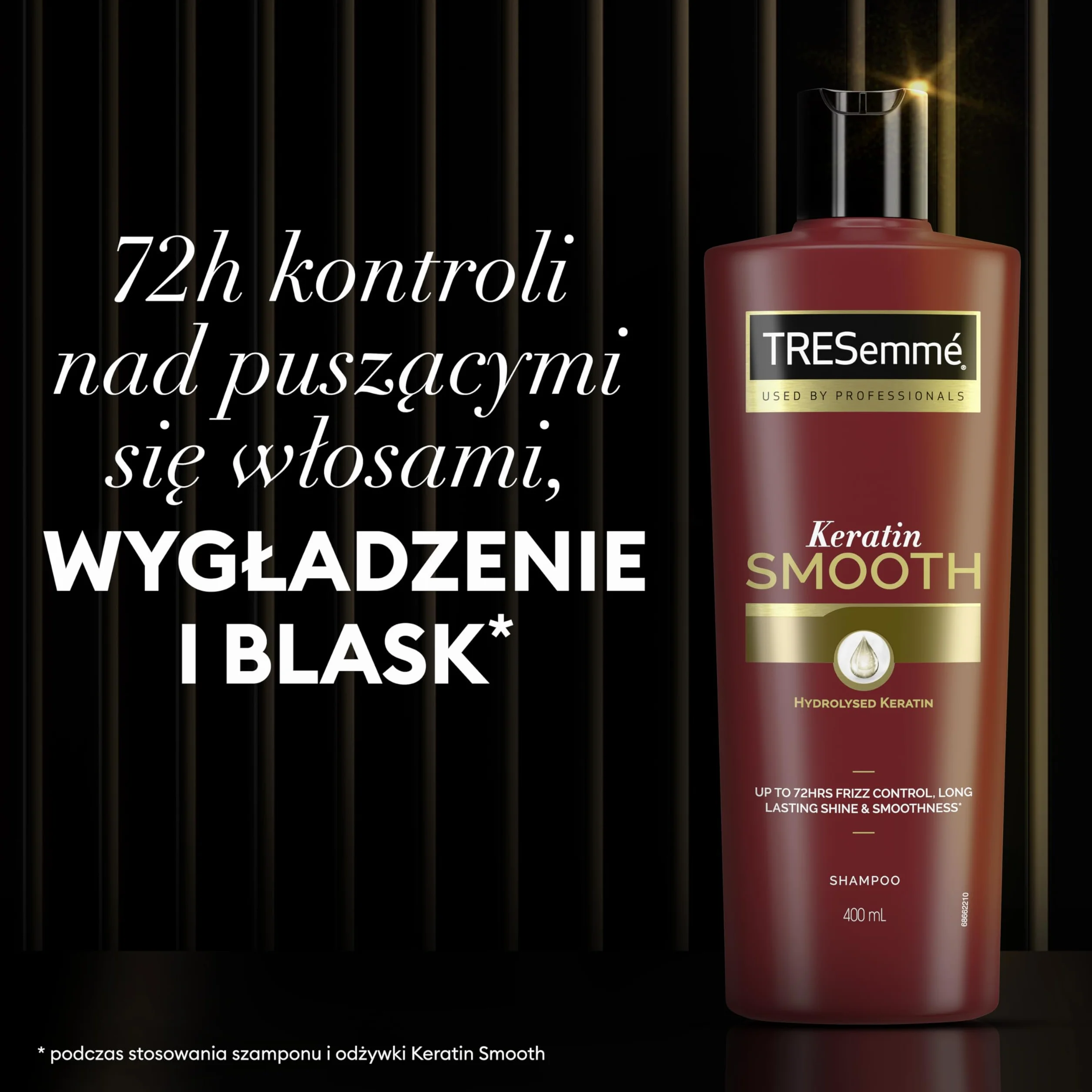TRESemmé Szampon do włosów Keratin Smooth zapewniający wygładzenie, połysk i 72h kontroli nad puszącymi się włosami* profesjonalna pielęgnacja włosów z hydrolizowaną keratyną 400 ml 3