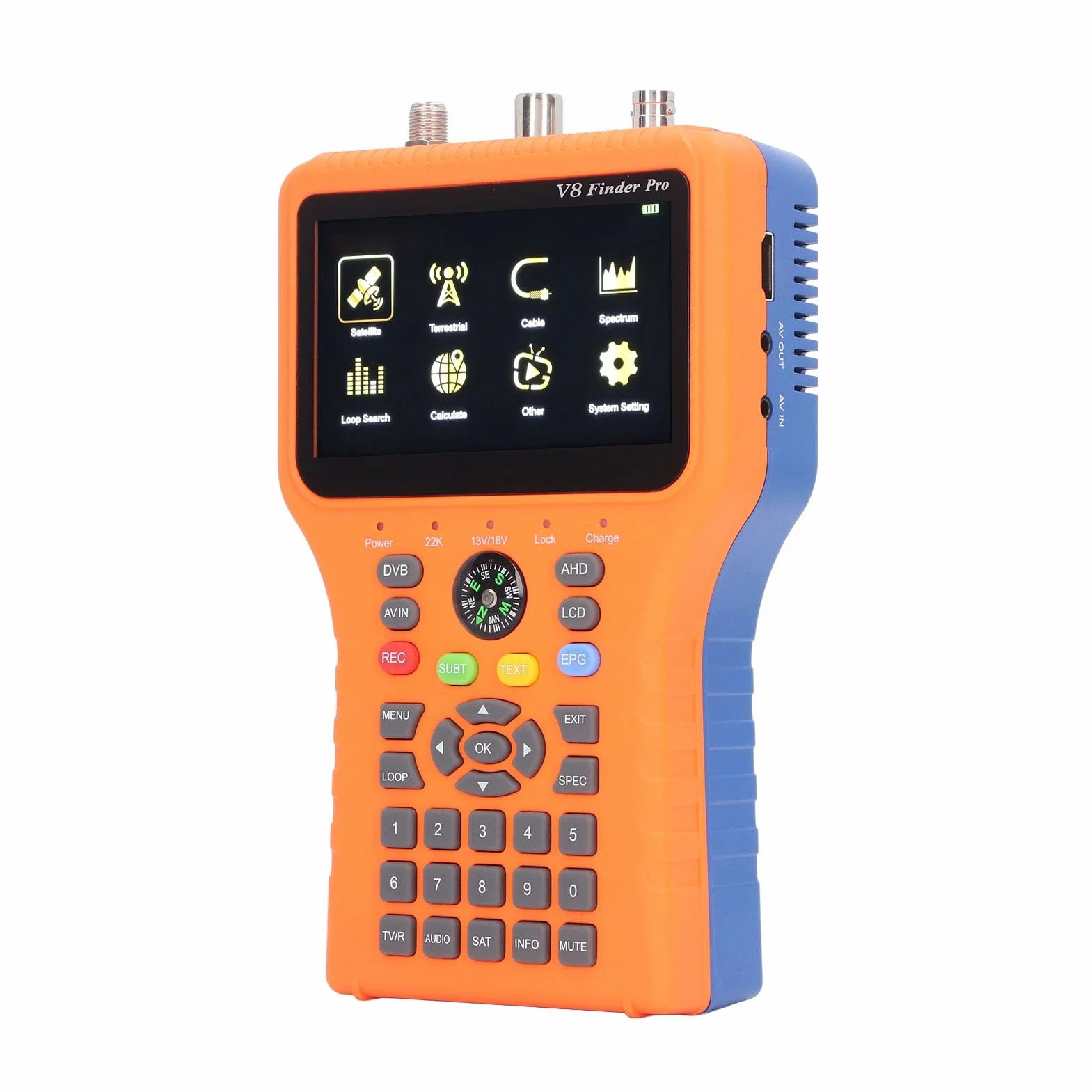 4.3 Calowy Ekran LCD Antena Satelitarna Lokalizator Sygnału V8 FINDER PRO FTA DVB S2 S2X Miernik Sygnału z funkcją Kompasu (Wtyczka UE)