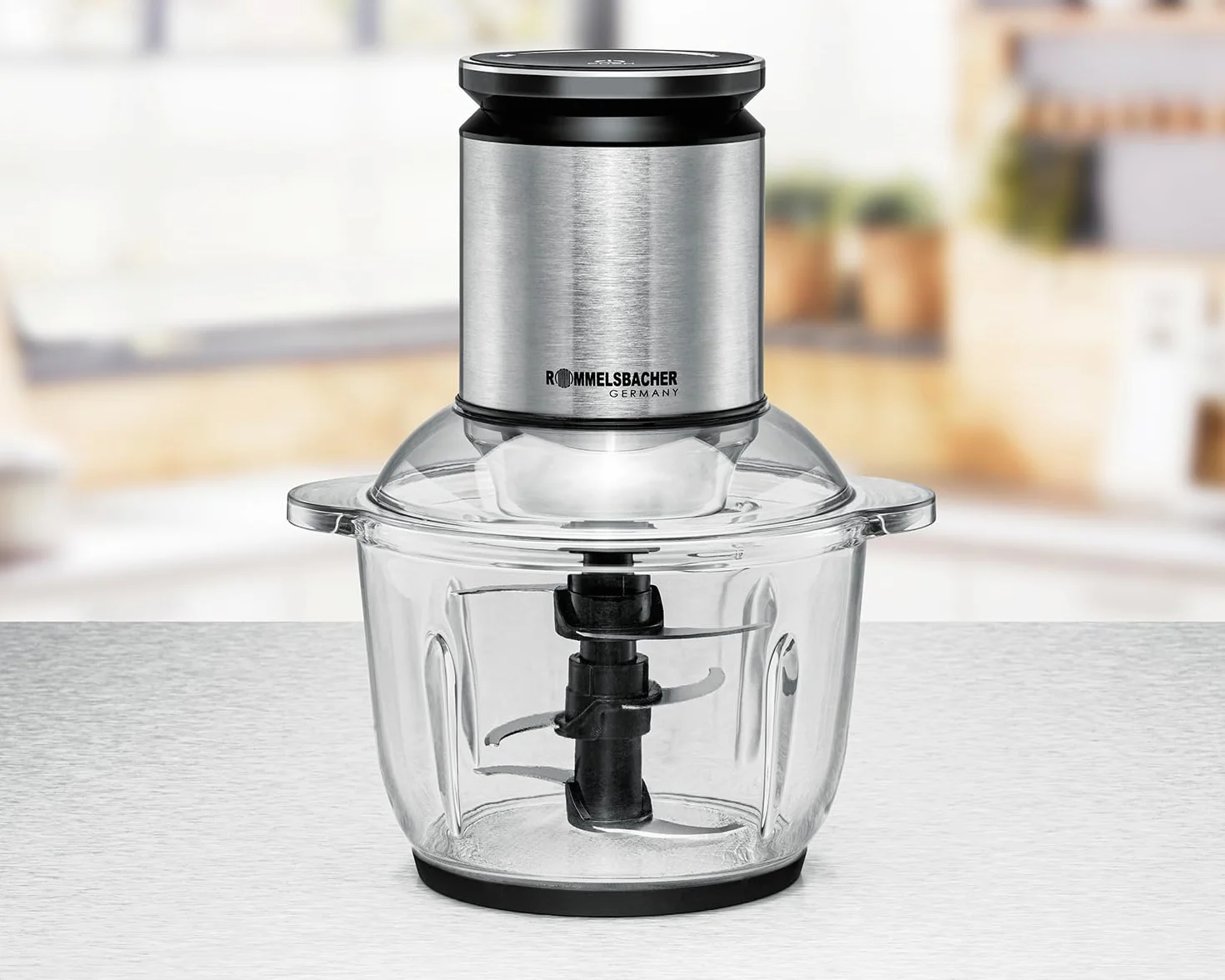 ROMMELSBACHER Multi rozdrabniacz MZ 600, szklany pojemnik 2,0 l, 22-stopniowa regulacja prędkości obrotowej, mocny silnik, 6-skrzydłowy nóż specjalny ze stali nierdzewnej, oś noża i sprzęgło silnika