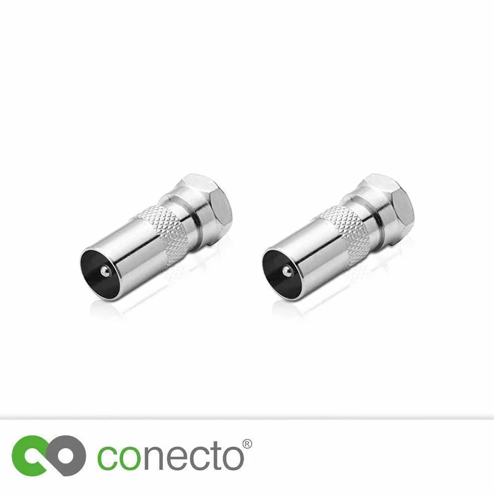 conecto SA-CC50829-SET2 adapter antenowy, wtyczka F na wtyczkę IEC, adapter do podłączenia złączy IEC ze złączami satelitarnymi, zestaw 2 szt
