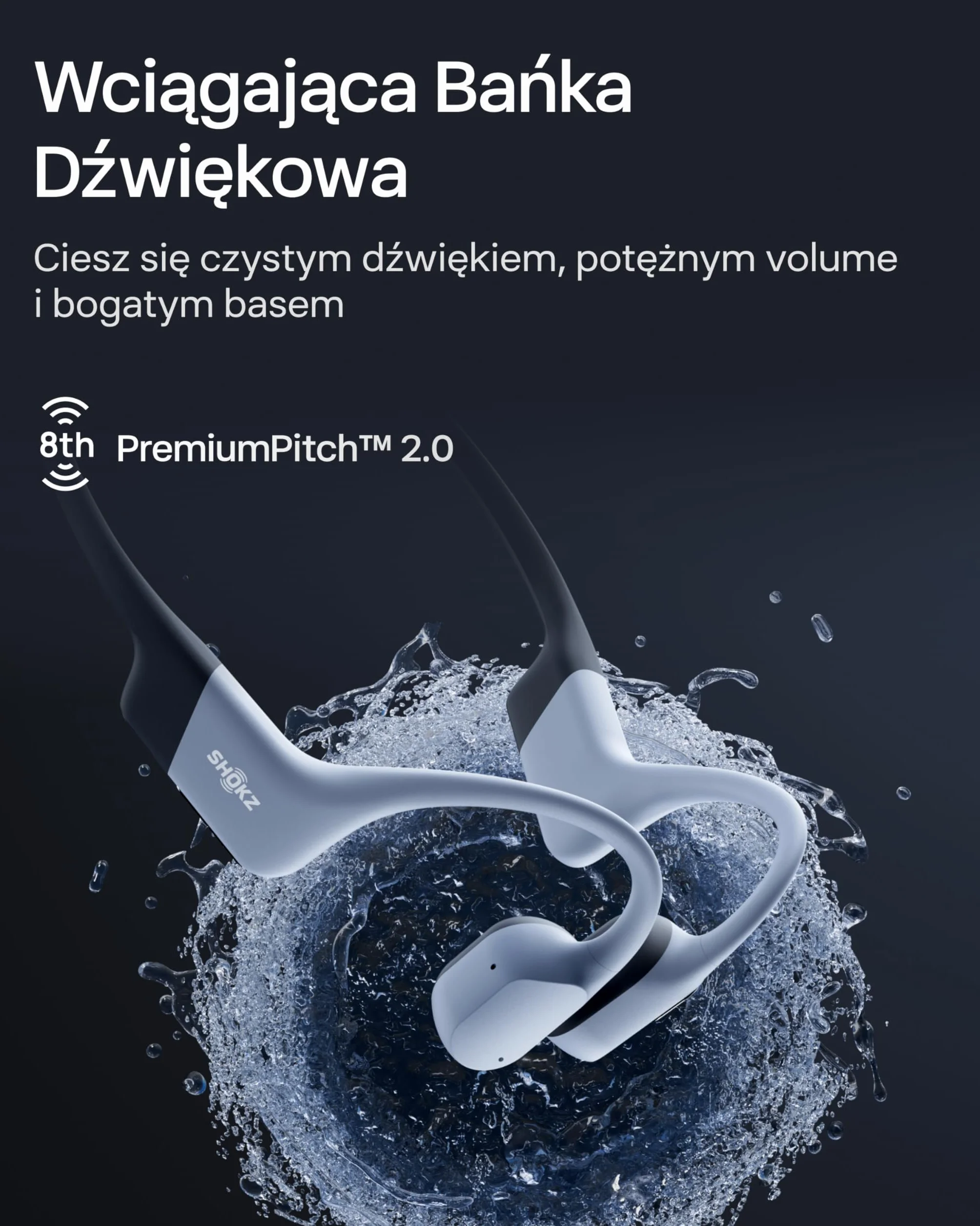 SHOKZ OpenSwim Pro Słuchawki Sportowe z Bone Conduction, Wodoszczelne IP68 Słuchawki Open-Ear z Bluetooth 5.4, Ładowanie bezprzewodowe,32GB Pamięci MP3, 9h Czasu Pracy do Biegania, Pływania - Szare