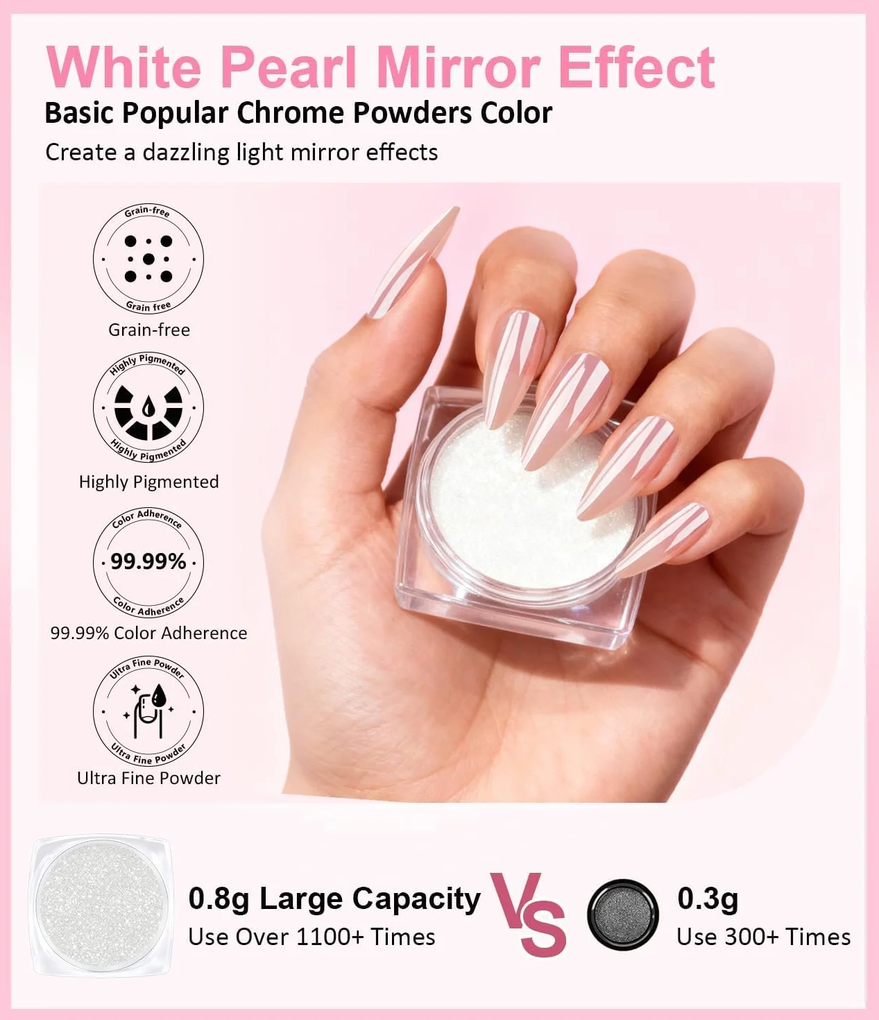 Proszek do paznokci z białą perłą, chrom, przezroczysty, Aurora Ice Shimmer, chromowany pigment do paznokci, do salonu "zrób to sam"