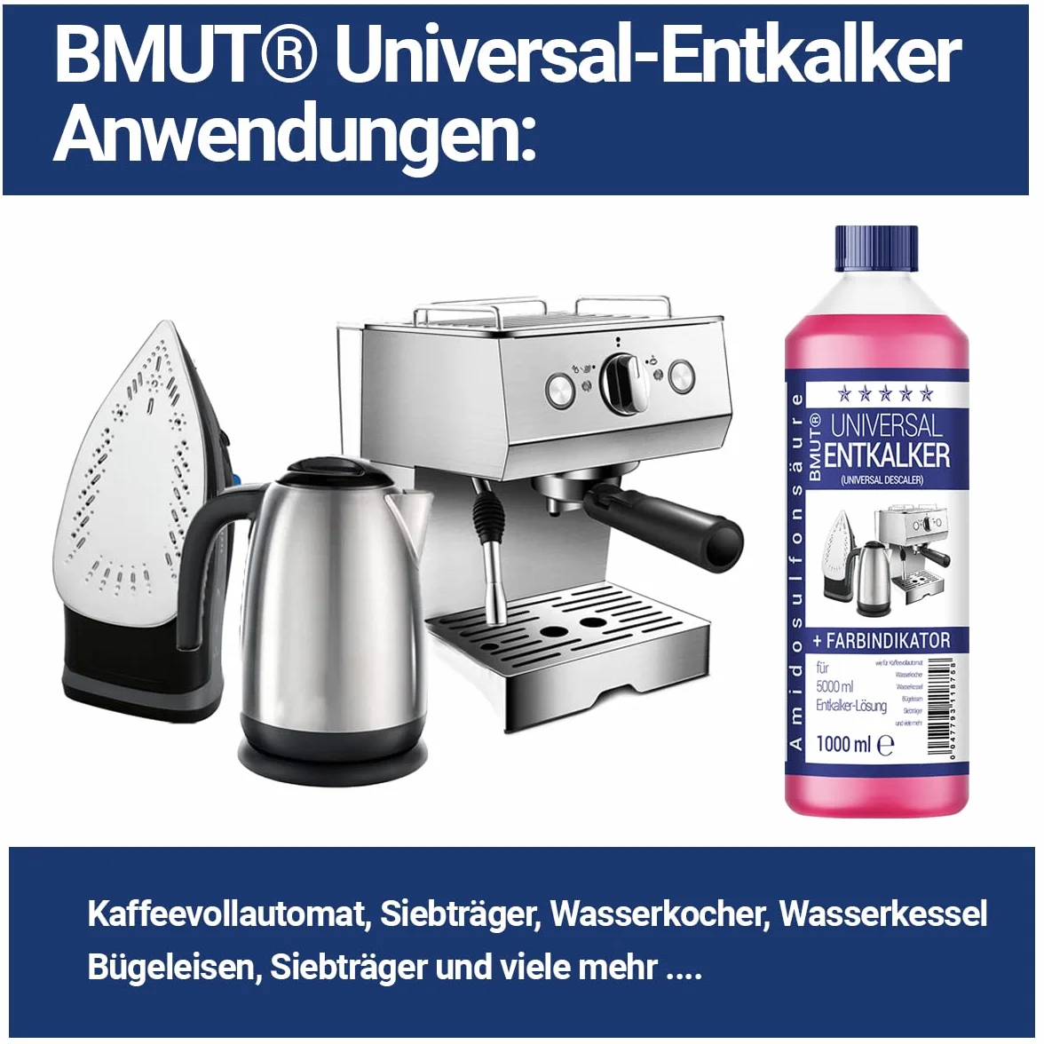Uniwersalny odkamieniacz 1000 ml do ekspresu do kawy i ekspresu do kawy – na 8 odkamieniania po 125 ml (1 x 1000 ml)