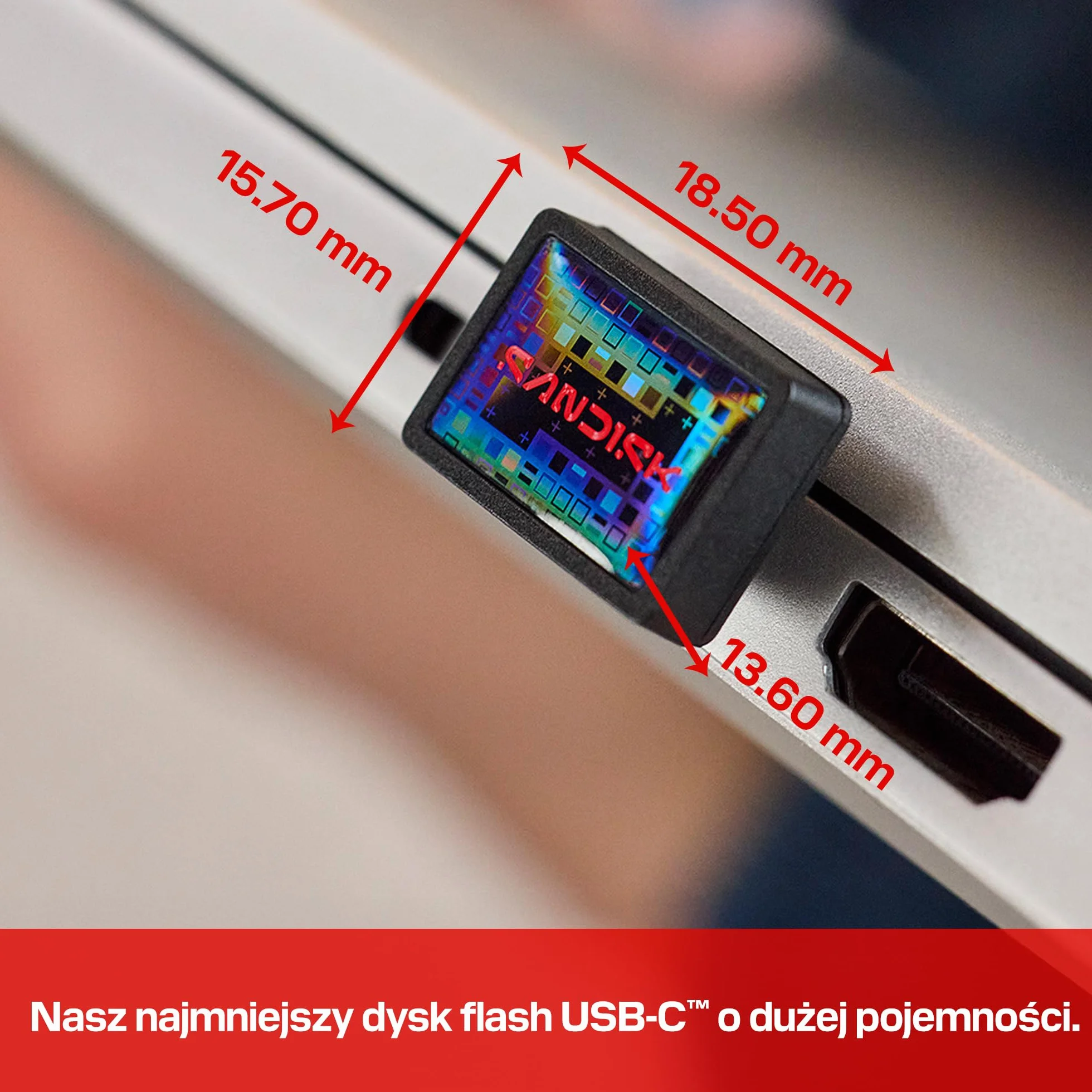 SANDISK Extreme Fit USB-C Dysk flash 512 GB (Prędkości odczytu do 400 MB/s, pamięć masowa typu plug-and-stay, aplikacji SANDISK Memory Zone)