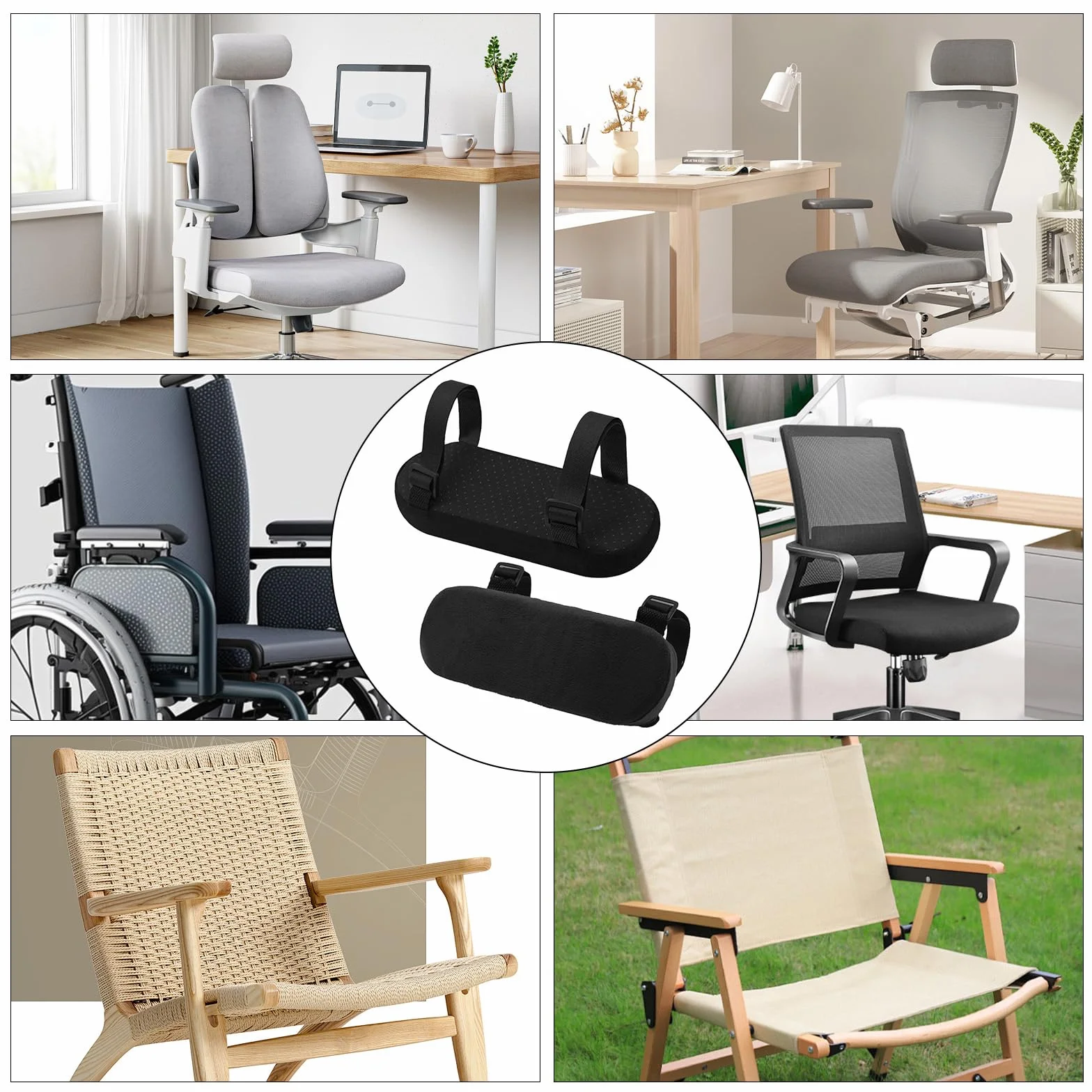 Podłokietniki z pianki z pamięcią kształtu do krzesła biurowego, ergonomiczne, grube, tapicerowane