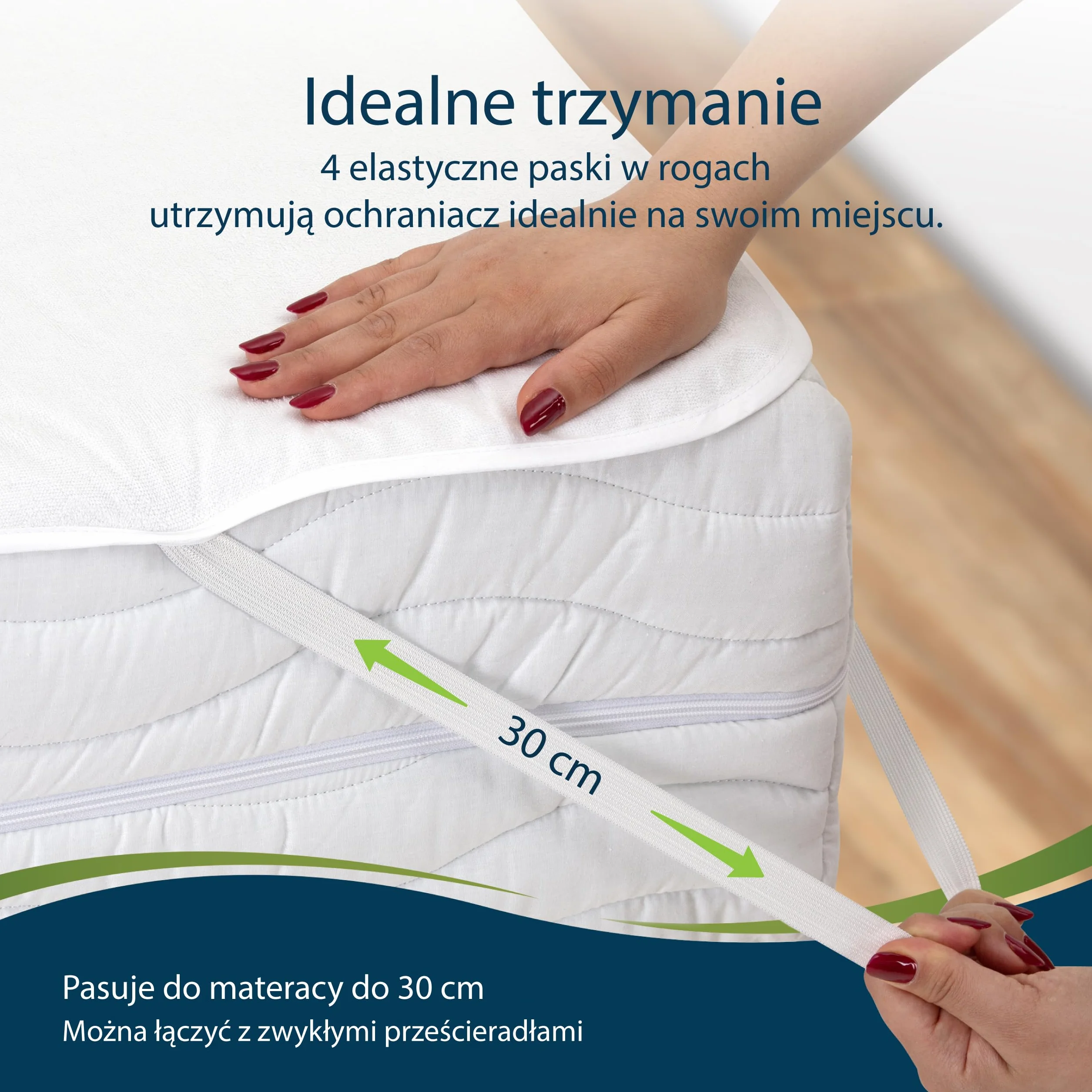 Sensalou Ochraniacz na materac, wodoszczelny, ochrona przed wilgocią, nakładka na materac 90 x 200 cm, biały