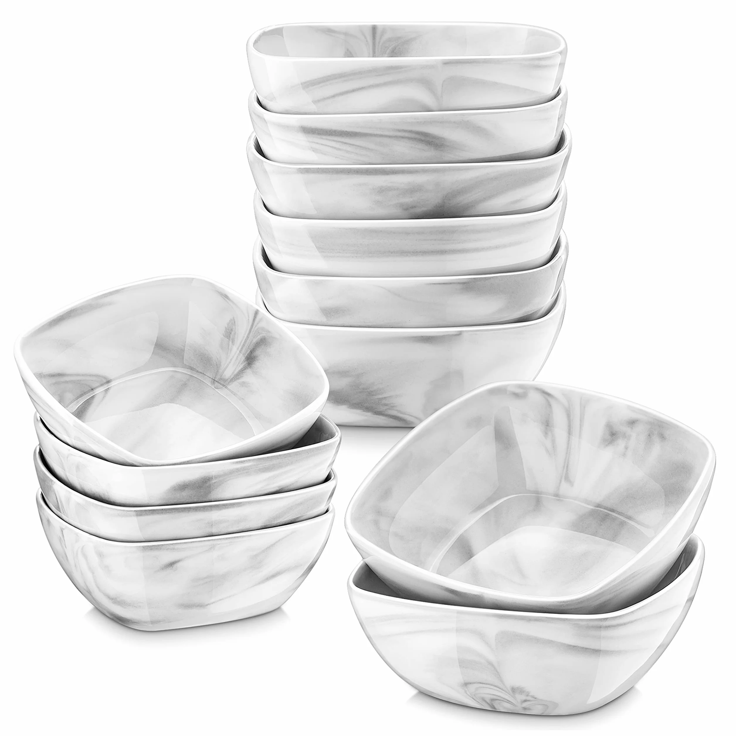 MALACASA Ramekins Ramekins zestaw 12 sztuk, 170 ml do porcelanowych sufletów Creme Brulee, Ramekins do pieczenia, maczania sosów, mini zestaw naczyń do zapiekanek, nadaje się do piekarnika, szary