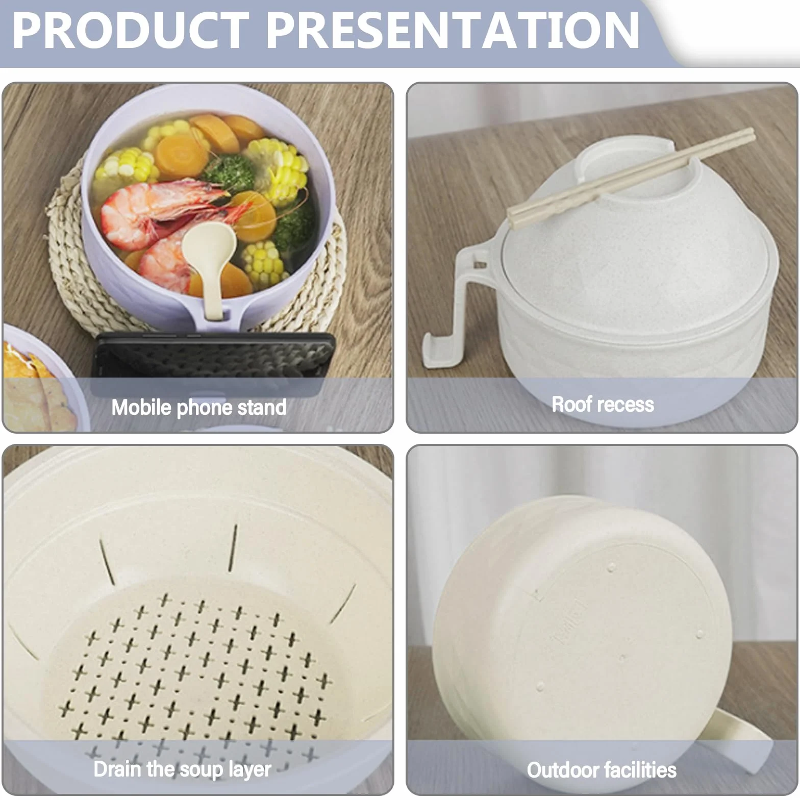 Miska do makaronu i ramenu instant, Microwave Ramen Bowl z pokrywką, japońska miska na zupę z pałeczkami, zabezpieczona przed wyciekiem