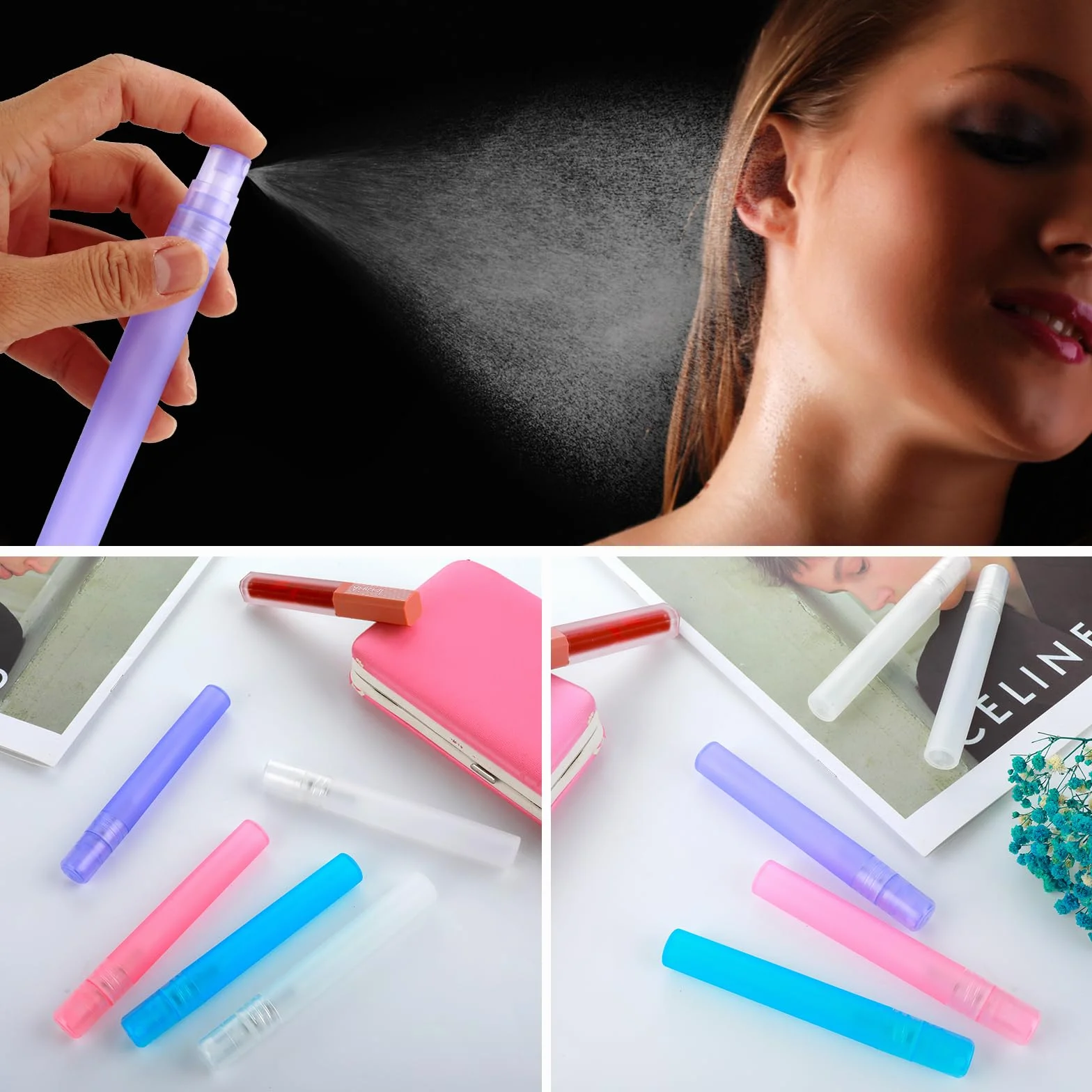 cobee Mini butelki z rozpylaczem 10 ml wielokrotnego napełniania perfum do makijażu 5 opakowań