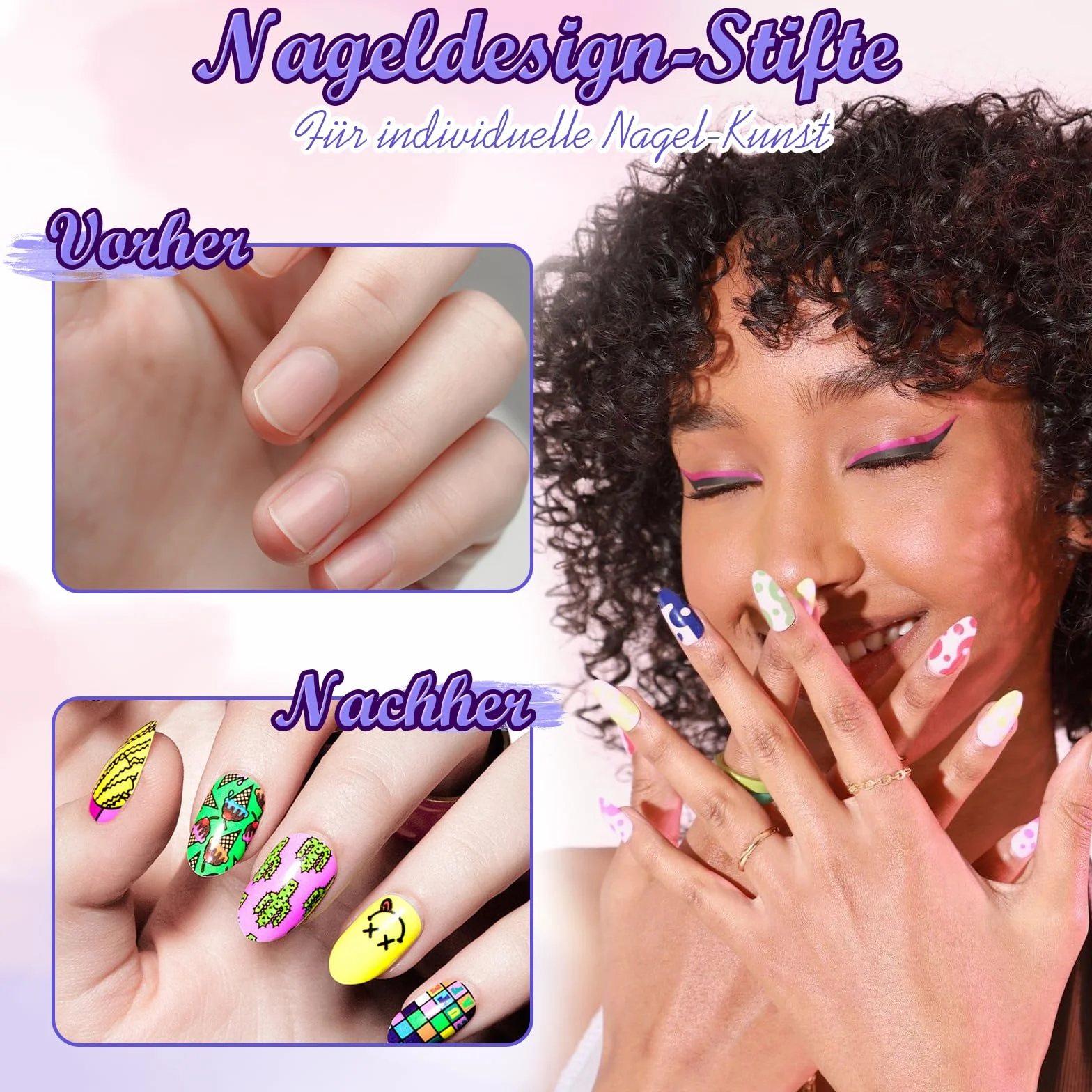 Zestaw 12 kolorowych pisaków do paznokci, 3D Nail Art Pen szybkoschnące pisaki do paznokci, wodoodporne, "zrób to sam" do malowania paznokci, graffiti, pędzelek do zdobienia paznokci, piękna