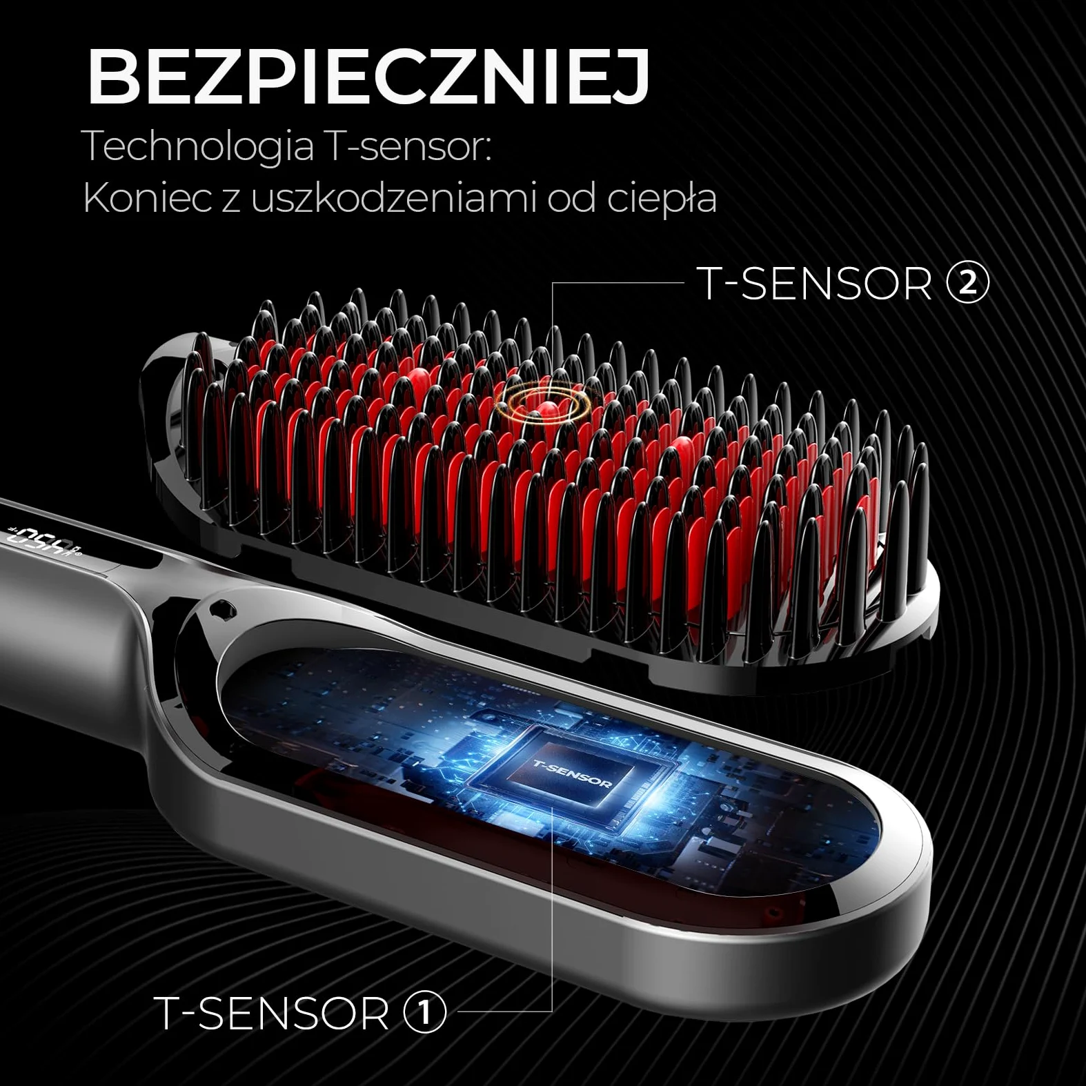 TYMO Ionic Plus Szczotka do Prostowania Włosów, Profesjonalna Prostownica, Szybka Stylizacja, 16 Temperatur, 80-230 ℃, Wyświetlacz LCD, Podwójne Napięcie, Szybkie Nagrzewanie, Zapobiega Oparzeniom