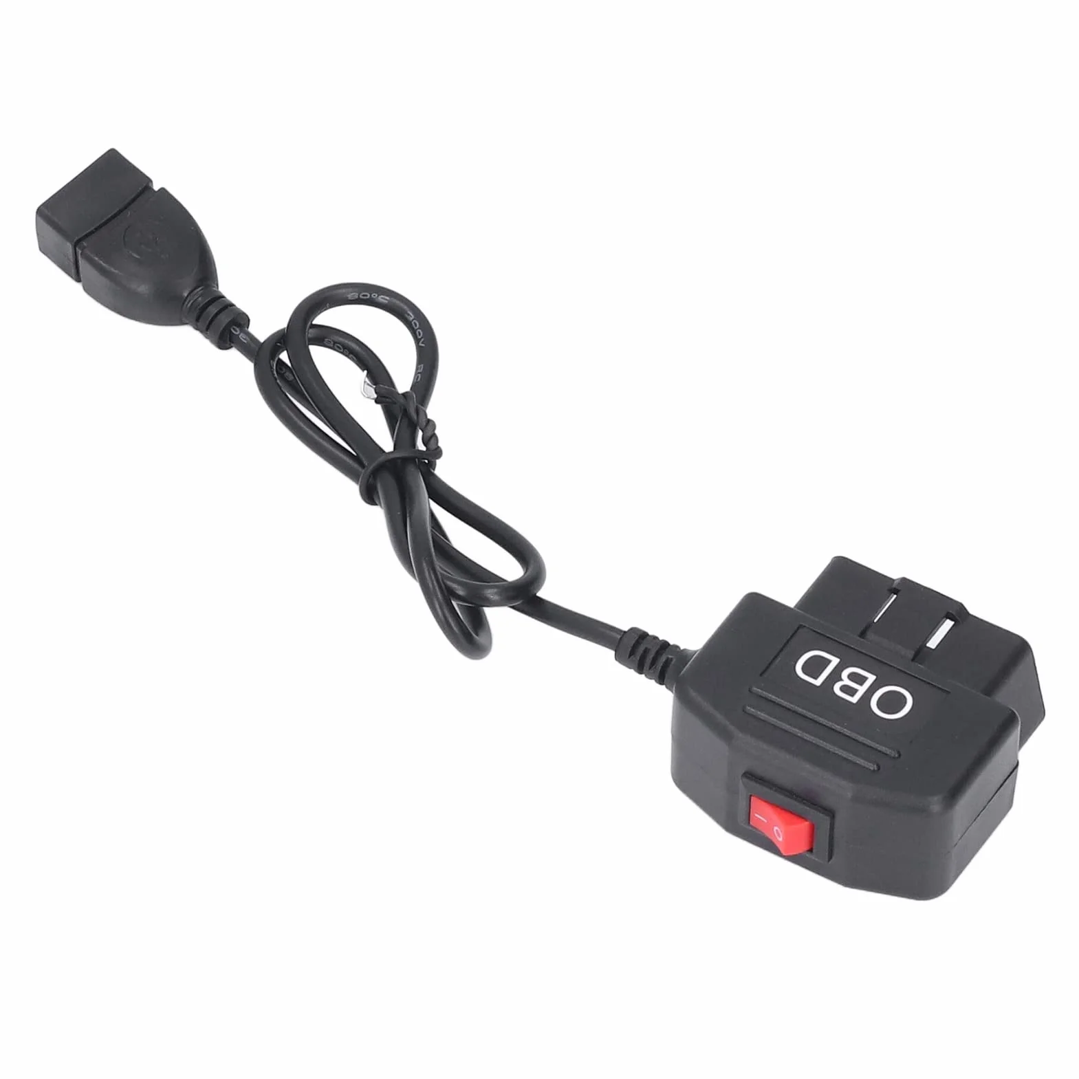 Zasilaj kamerę samochodową lub ładuj Telefon za pomocą Kabla Zasilacza OBD o Długości 48 Cm/18,9 cala. Ten Kabel Jest Wyposażony w Przycisk Przełącznika Umożliwiający Wygodne