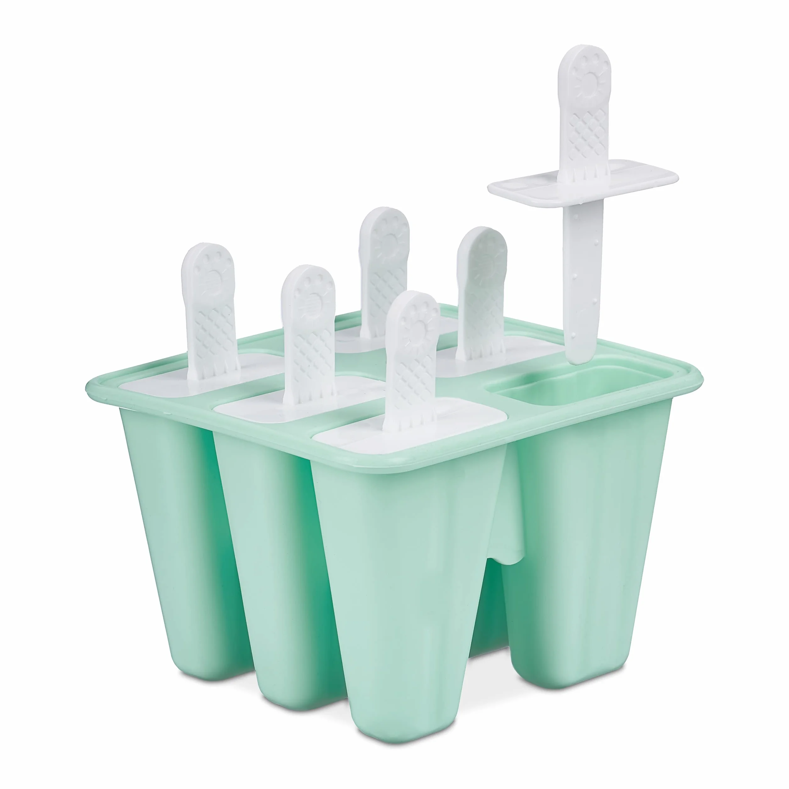 Relaxdays Silikonowe Formy do Lodów na Patyku 6 szt. 80 ml Turkusowy/Biały