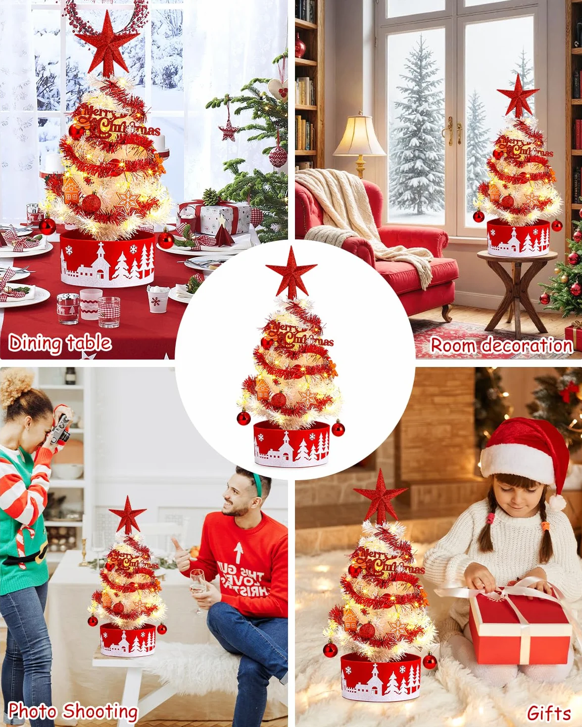 Minichoinka z oświetleniem LED 60 cm z szyszkami sosnowymi dekoracja stołu