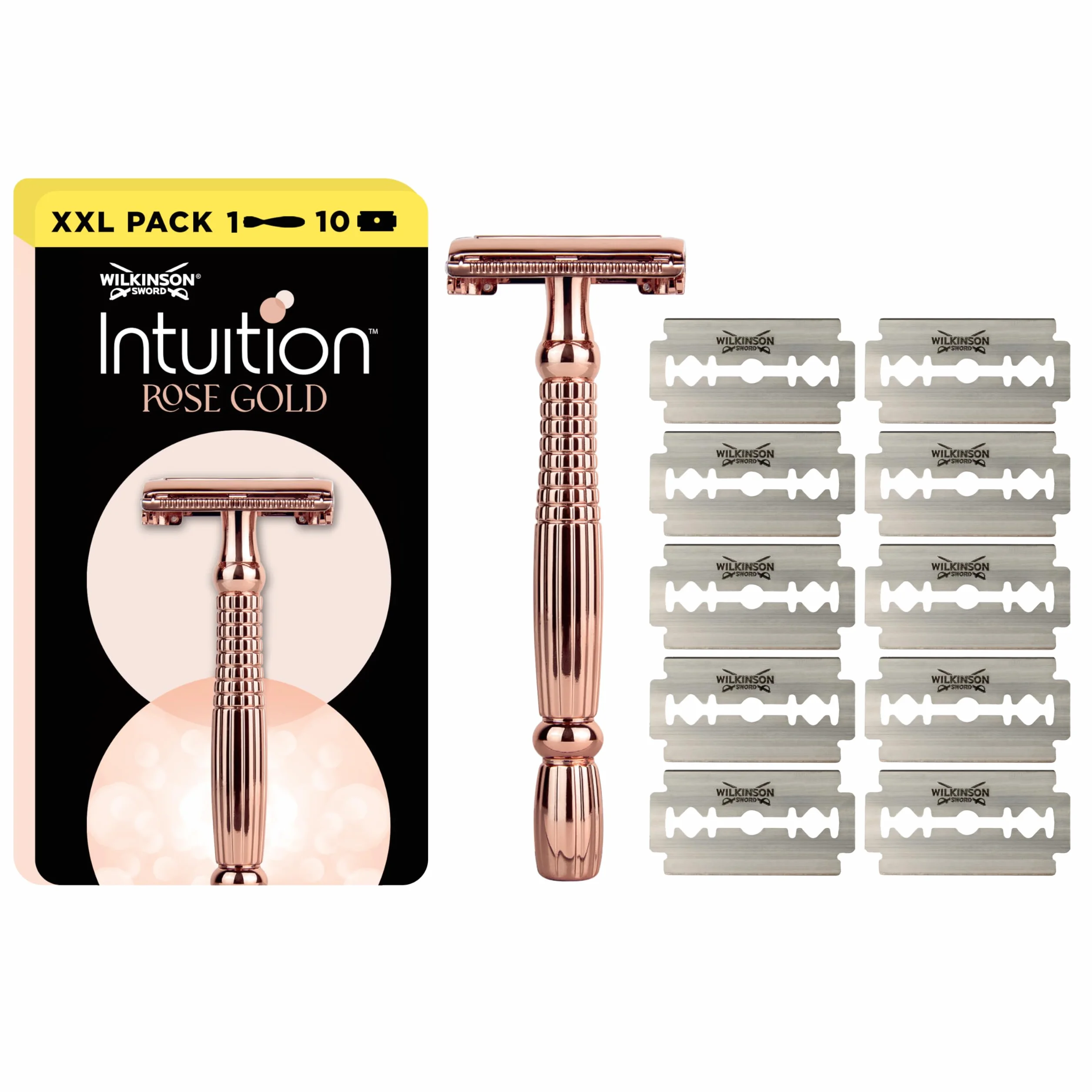 Wilkinson Sword - Razor Intuition Rose Gold - Kobiece usuwanie włosów - Opakowanie z 1 maszynką do golenia i 10 głowicami