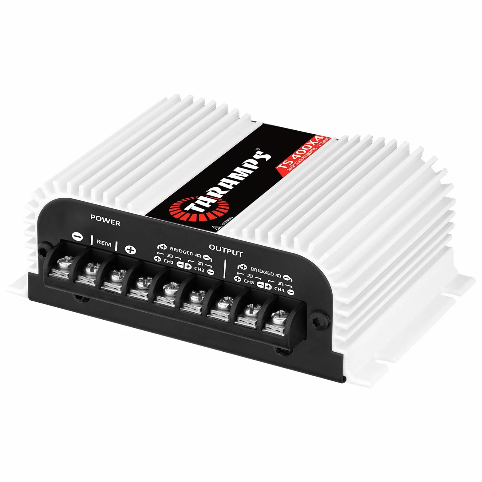 Taramps TS 400 x 4 z automatycznym wejściem wysokiego poziomu, 400 W, RMS, 4 kanały, pełny zakres, samochodowy wzmacniacz audio, klasa wejściowa RCA, 2 kanały, wielokanałowy system wzmacniacza