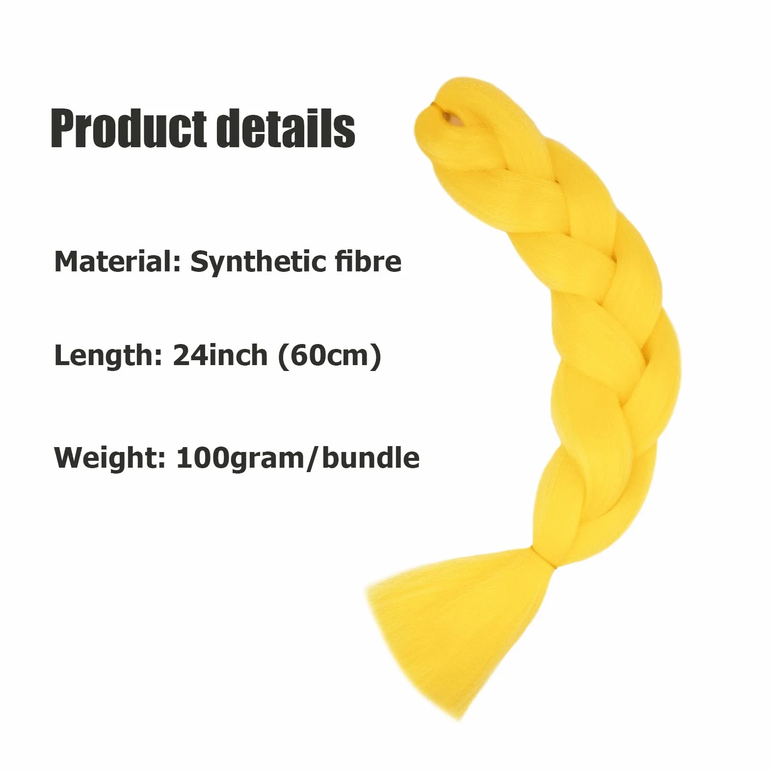 Przedłużanie warkoczy Afrykańskie warkocze Żółte sztuczne długie sztuczne włosy plecione 60 cm Jumbo Braids 1 100 g szydełkowy skręt piękno