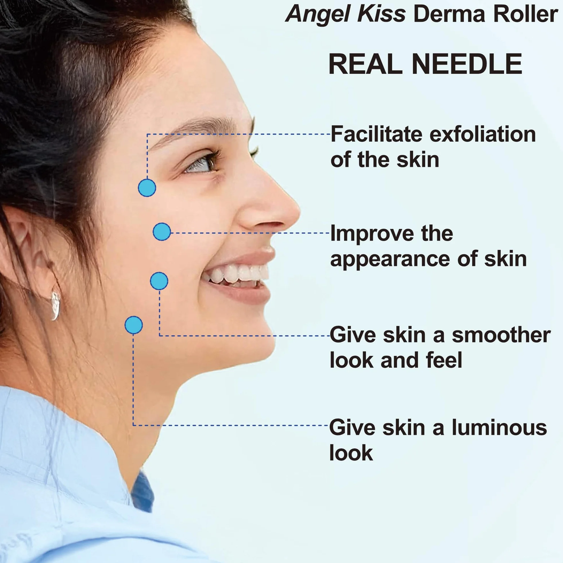 Angel Kiss Derma Roller 1,5 mm Oryginalna Igła - 192 mikroneedling ze stali nierdzewnej Derma-roller Micro Igła do twarzy ciała pielęgnacja skóry broda wzrost włosów