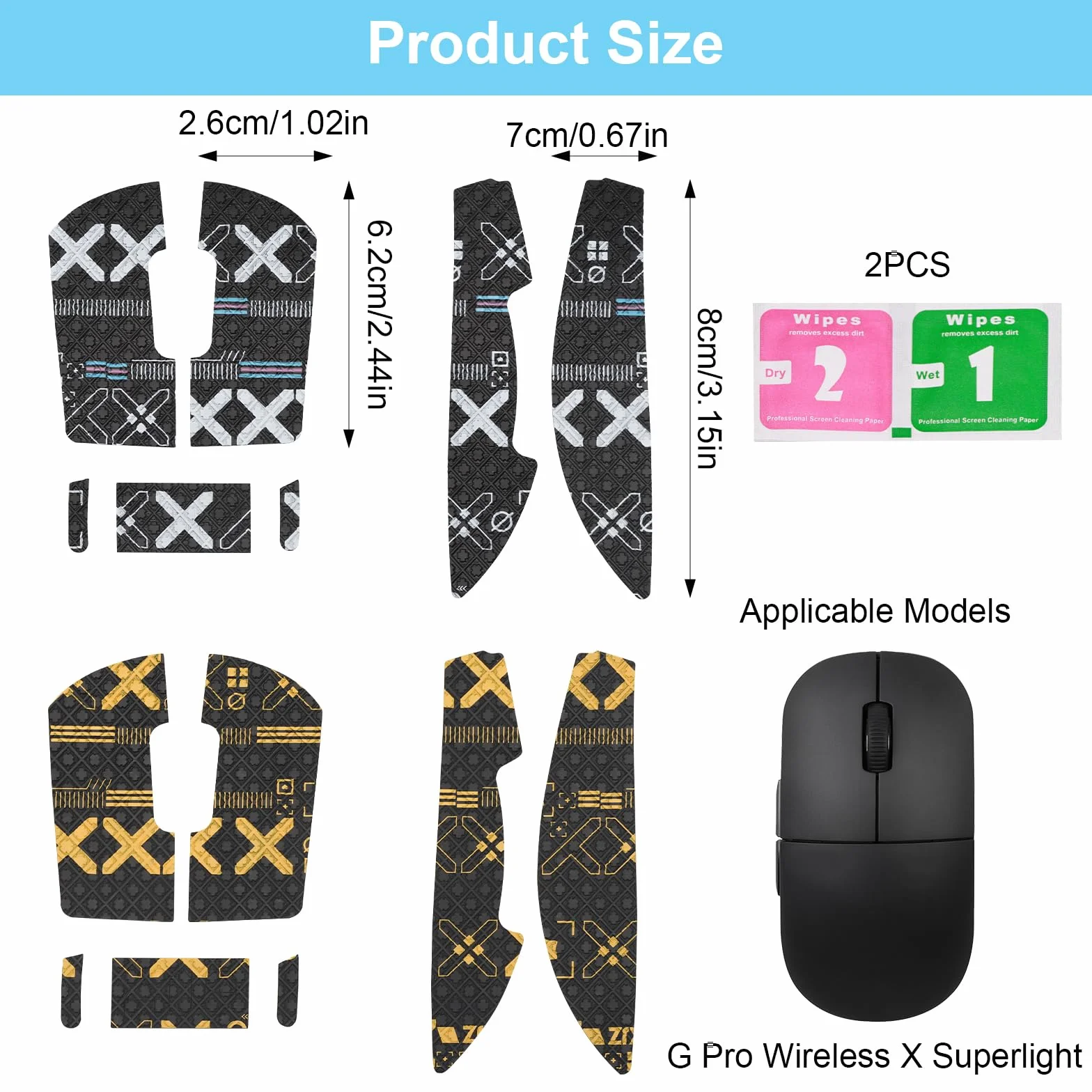 Mouse Grip Tape, akcesoria do myszy dla graczy, taśma pochłaniająca pot, bardzo antypoślizgowa, ultra cienka, samoprzylepna i nie pozostawia śladów, zestaw taśm do Logitech G PRO X Superlight