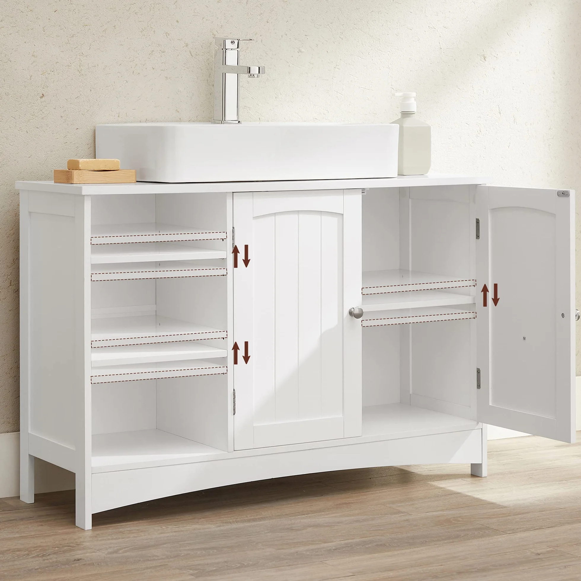 VASAGLE Szafka pod umywalkę 30 x 90 x 60 cm biały 2 drzwi