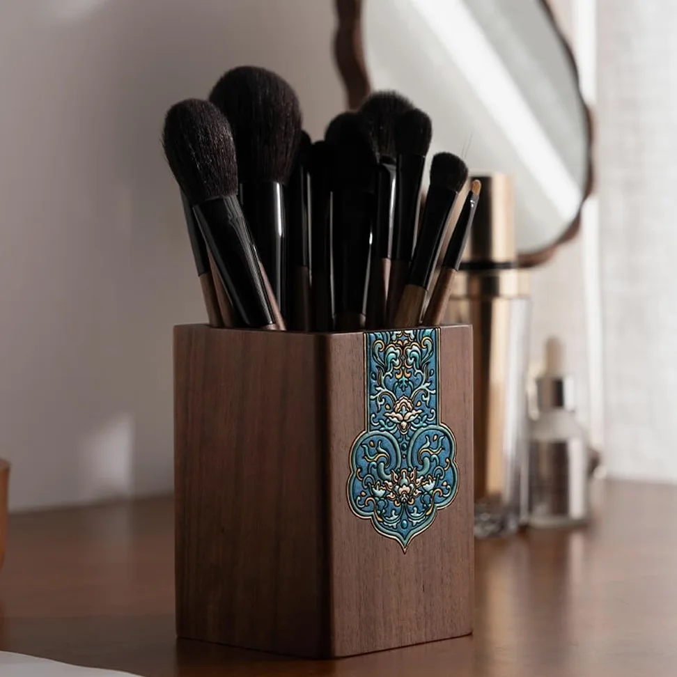 Organizer na pędzle do makijażu, uchwyt na pędzle do makijażu w stylu vintage do toaletki, blat łazienkowy, uchwyty na szczoteczki do zębów, uchwyt na długopis do przechowywania na biurku