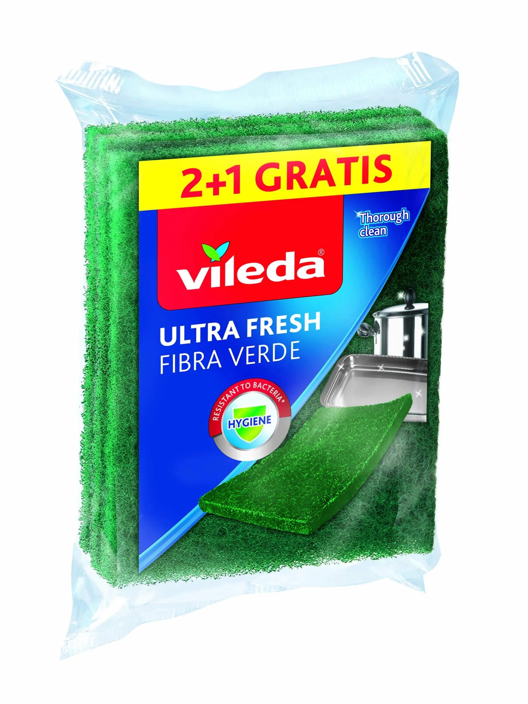 Vileda 16229 Podkładka z Włókna Zielonego 2+1 Ultrafresh
