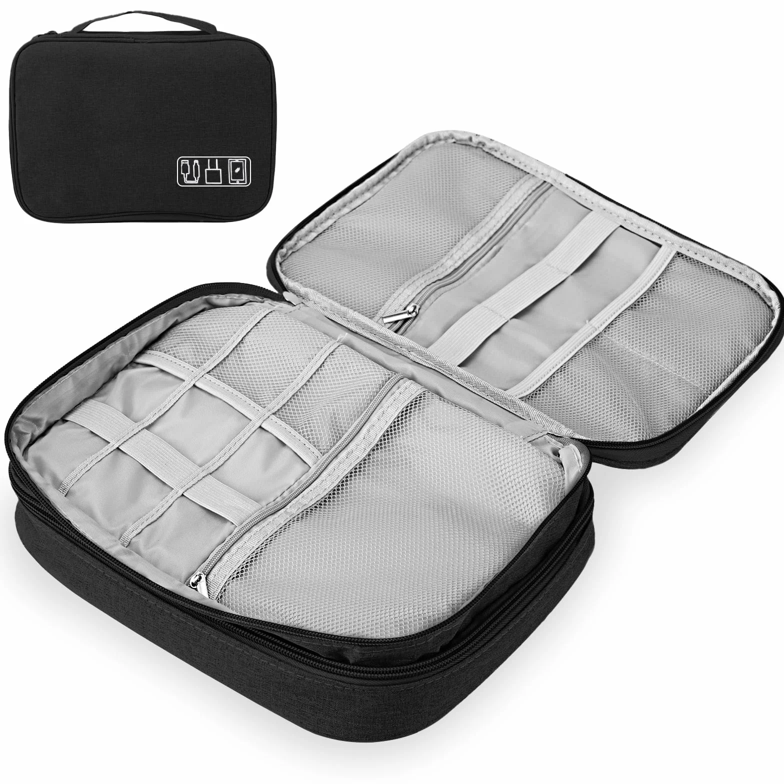 ãLauviomify Organizer Cavi,Viaggio Accessori Organizzatore Custodia, Borsa per Gadget Elettronica Portatile per MacBook Adattatore, Cavo, Scheda SD, Caricatore, Mouse, Banca di Potere, Chiavetta USB