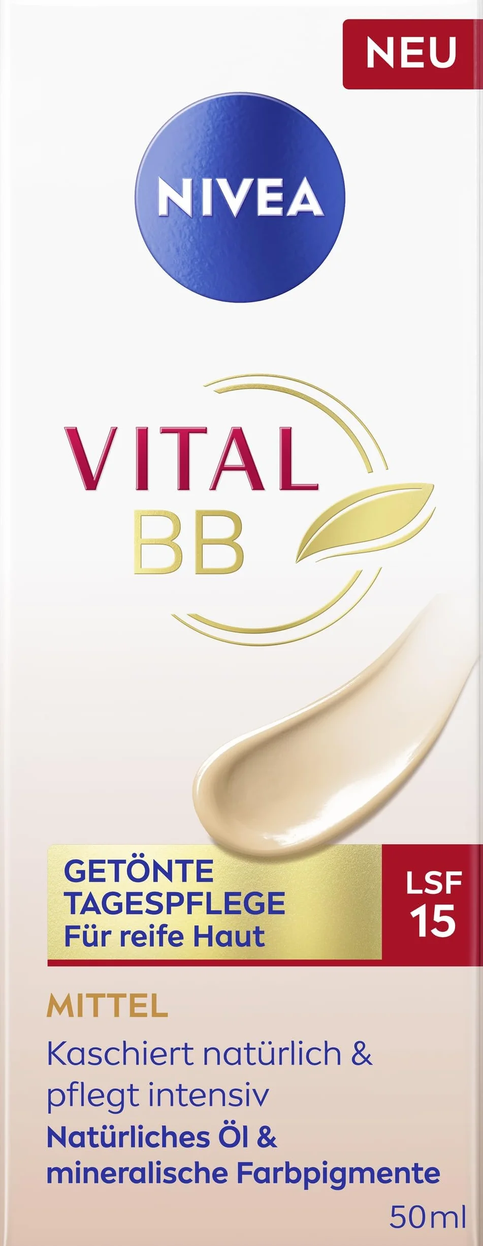 NIVEA Vital BB krem tonujący – mineralne pigmenty + nawilżenie przez 24h – SPF 15, 50 ml