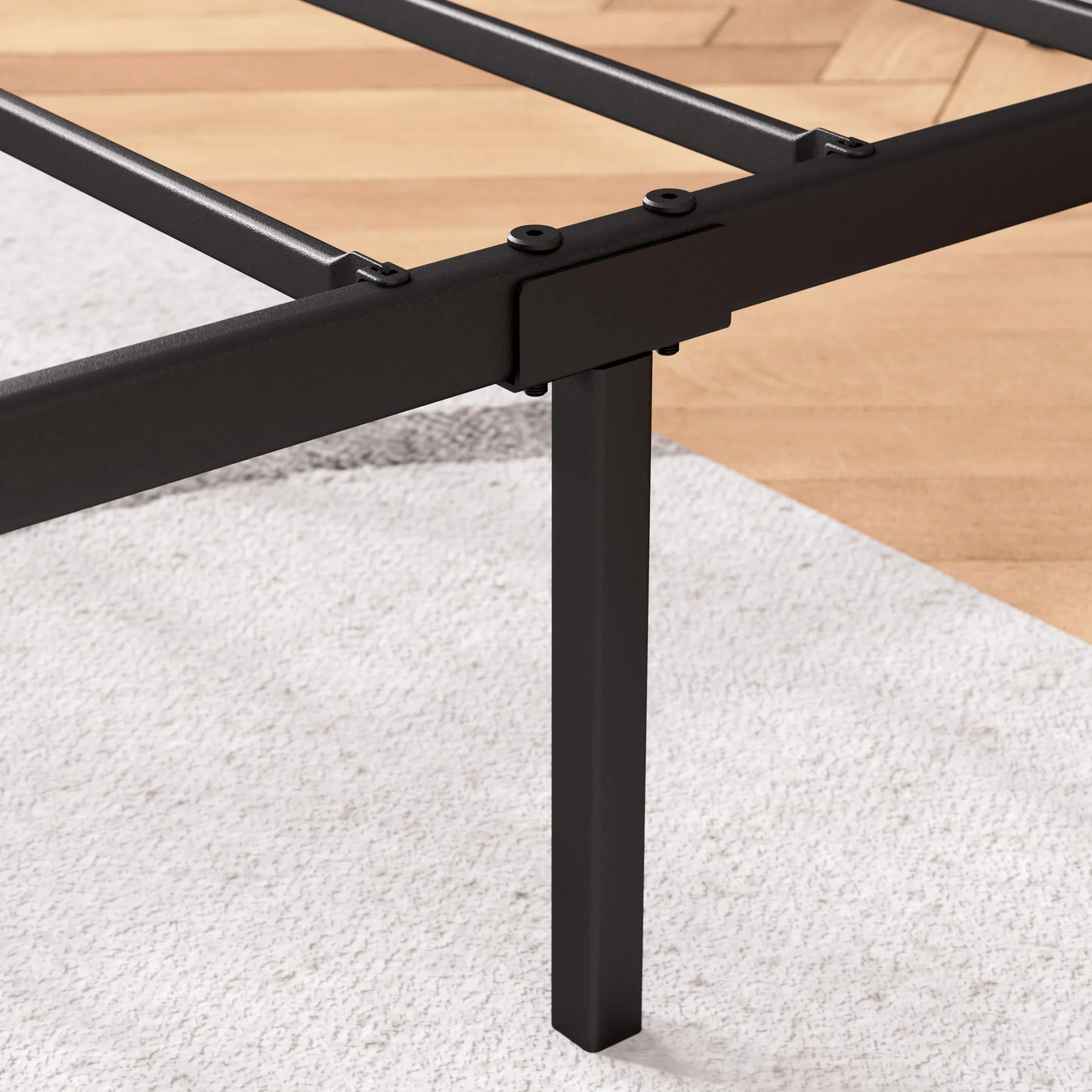 Zinus Justin Łóżko 200 x 140 cm – 35 cm wysokości – metalowa rama łóżka z zagłówkiem – metalowe łóżko ze stelażem – nie wymaga łóżka kontynentalnego, wolna przestrzeń pod łóżkiem, nowoczesne