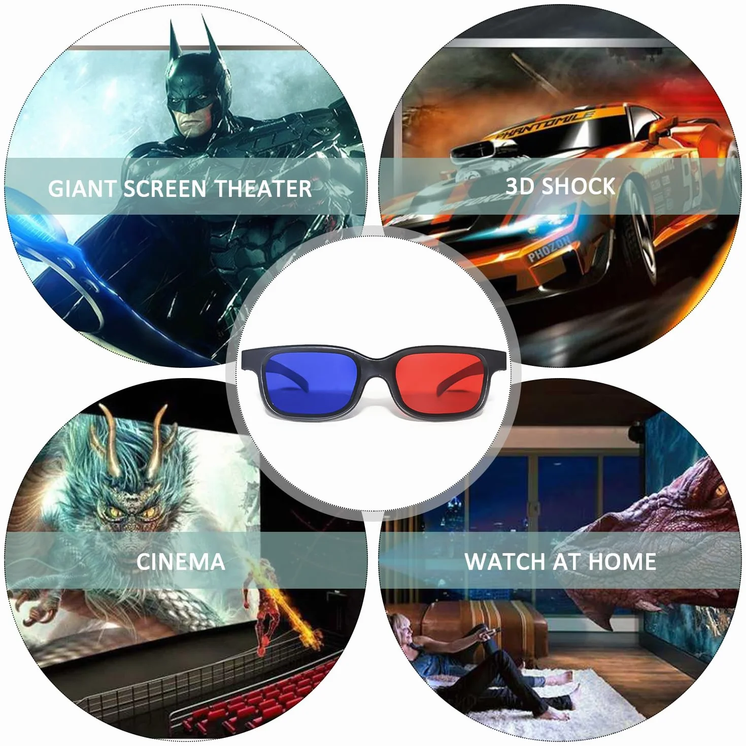 Czerwone i niebieskie okulary 3D, okulary przeciwsłoneczne 3D, przeciwmgielne i odporne na zarysowania, odpowiednie na pokazy świetlne, imprezy wakacyjne, kino domowe, kino