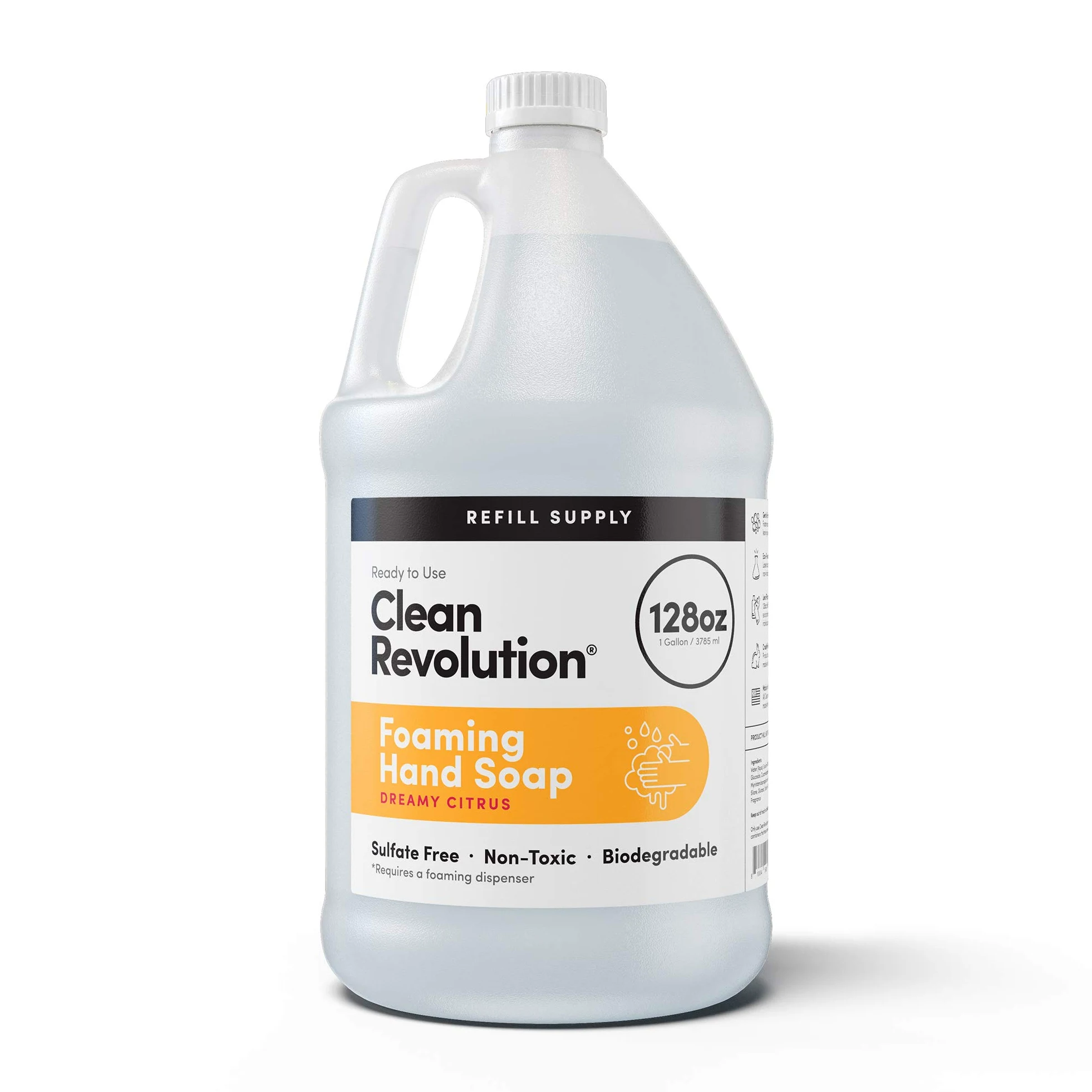 Clean Revolution Pojemnik uzupełniający do mydła do rąk, gotowa do użycia formuła, marzycielski zapach cytrusowy, 350 ml