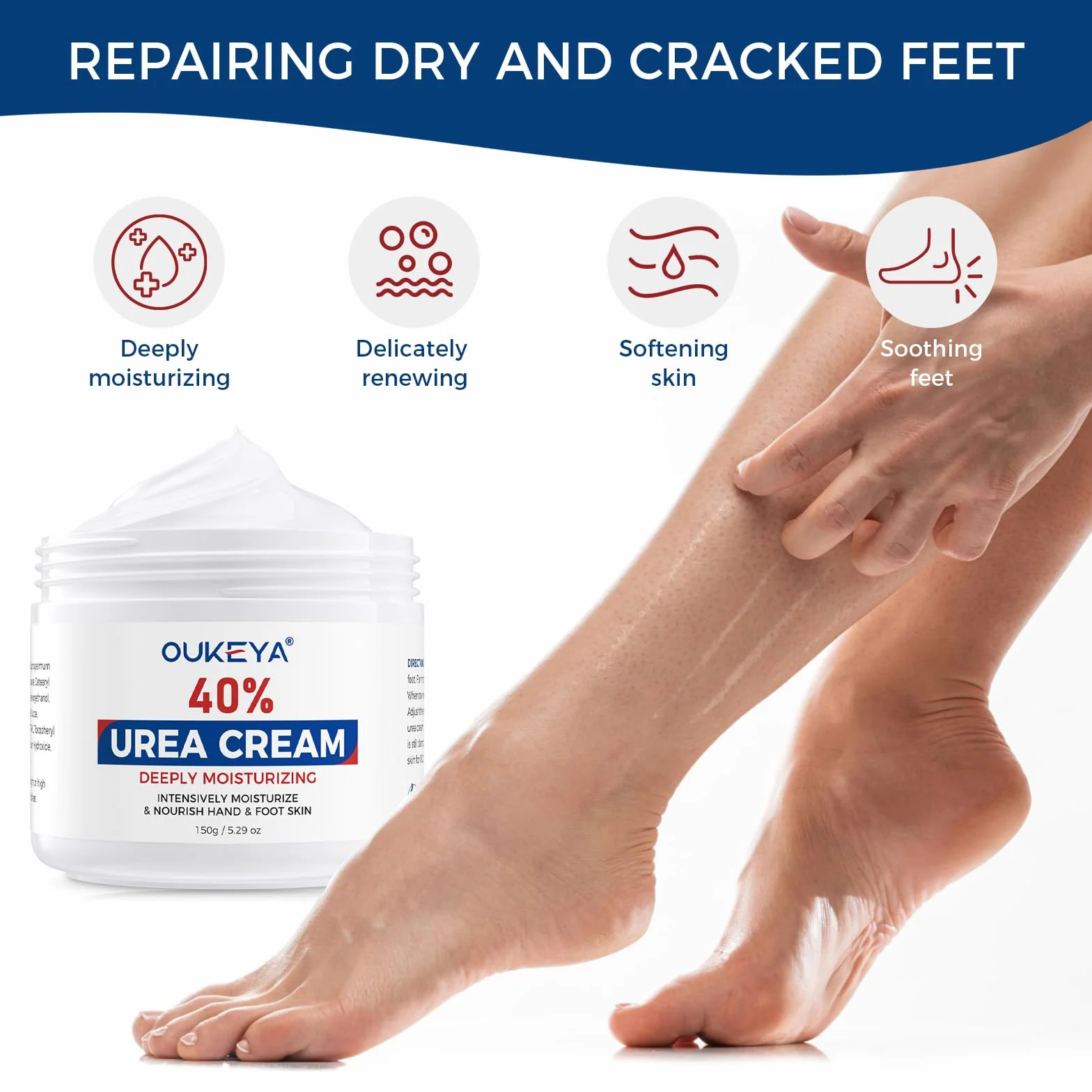 Krem Mocznikowy 40%, do Stóp i Rąk na Suche Pęknięcia, Lotion z 40% Moczniku, Maksymalna Siła, 150 g (1 Paczka)
