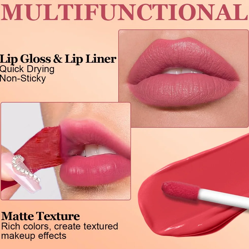 LOPHE Lip Tint Peel Off, zestaw 3 kolorów do ust, dla kobiet Odcień do ust, wodoodporny, matowy wykończony szminką, długotrwały błyszczyk, wymienny błyszczyk do ust (zestaw A)