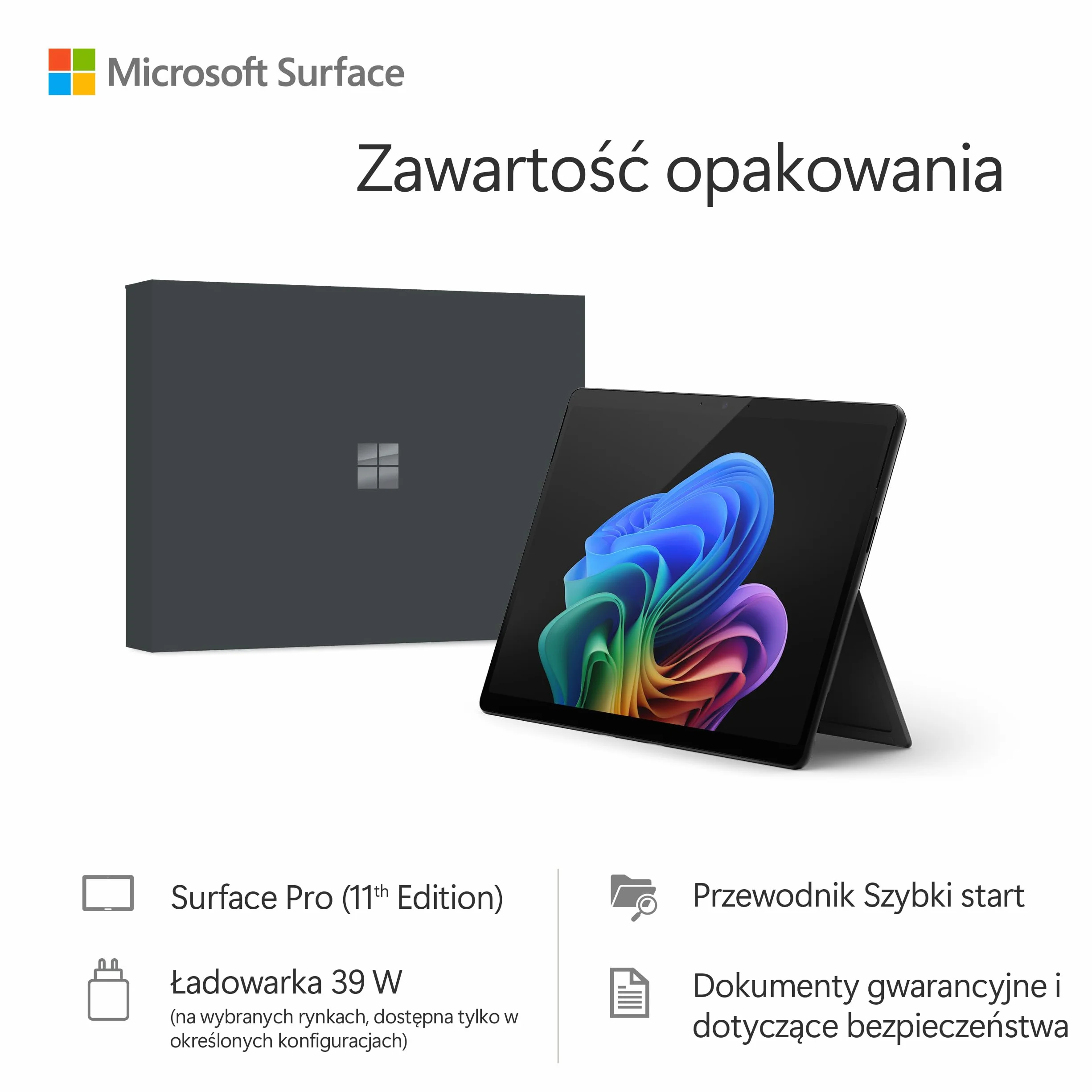 Microsoft Surface Pro, Copilot+ PC, ekran dotykowy OLED o przekątnej 13", Snapdragon® X Elite (12 rdzeni), 16 GB RAM, SSD 512 GB, najnowszy model, 11. edycja, kolor czarny
