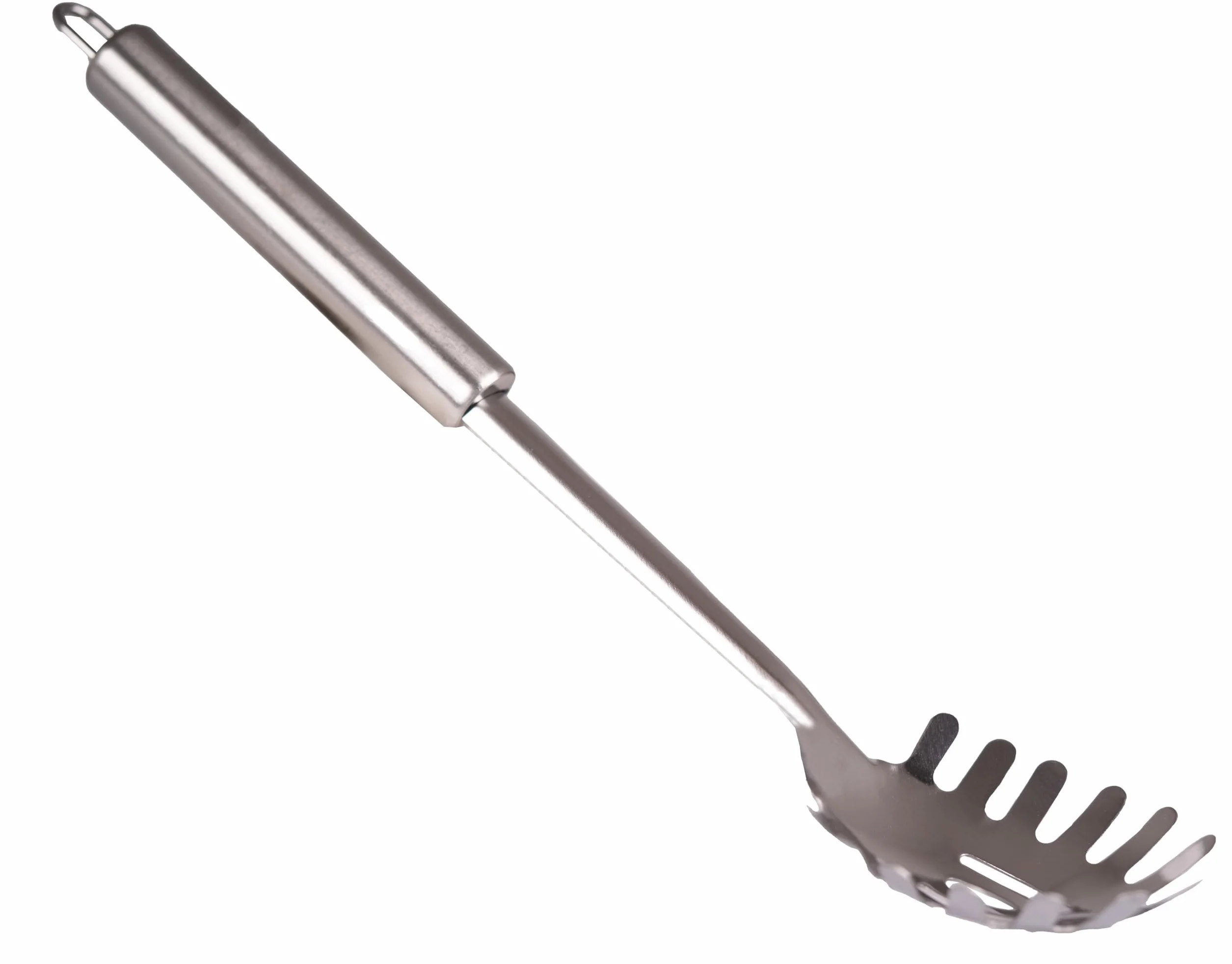 OMAGO, Łyżka do spaghetti, nabierka do makaronu, łyżka ze stali nierdzewnej, sitko do makaronu z zębami, profesjonalne łyżki do spaghetti, wysoka jakość produktu, srebrna
