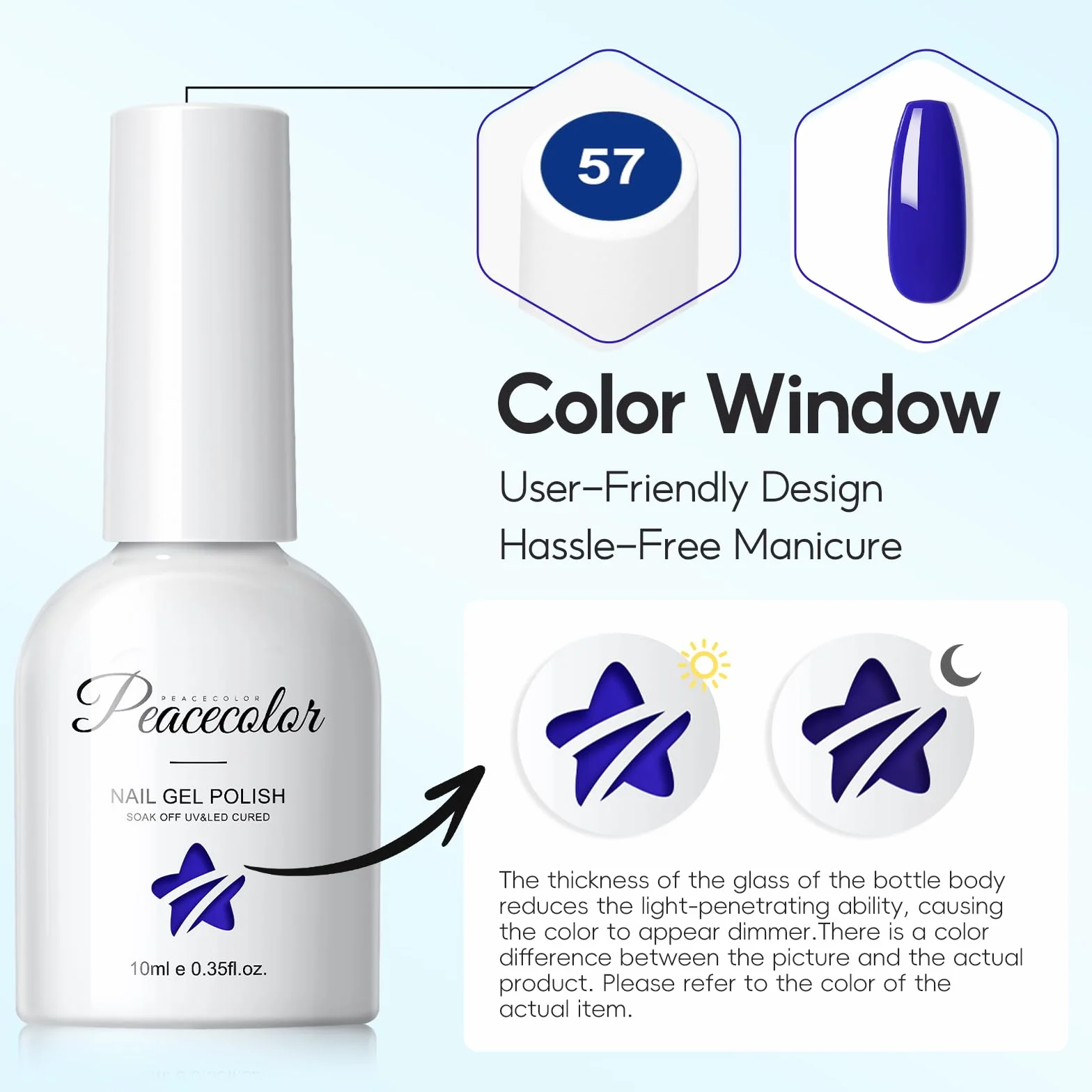 PEACECOLOR 10 ml Lakier do paznokci UV Granatowy Lakier do paznokci żelowy Lakier UV Paznokcie żelowe Manicure Salon, DIY w domu