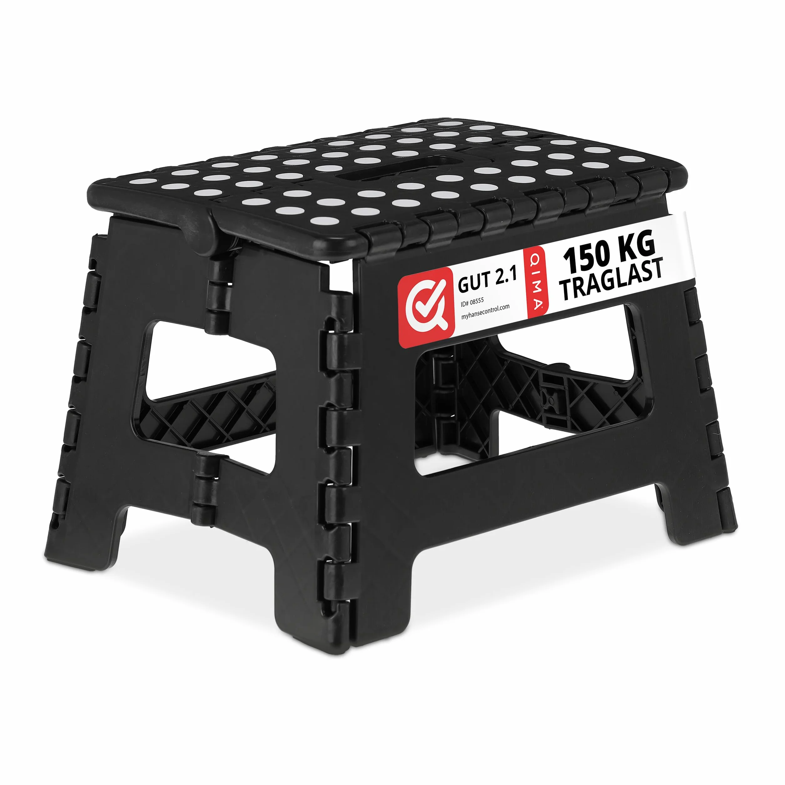 Relaxdays Stołek do chodzenia, składany, wysokość 22,5 cm, 1 stopień, do 120 kg, antypoślizgowy taboret składany z tworzywa sztucznego, czarny