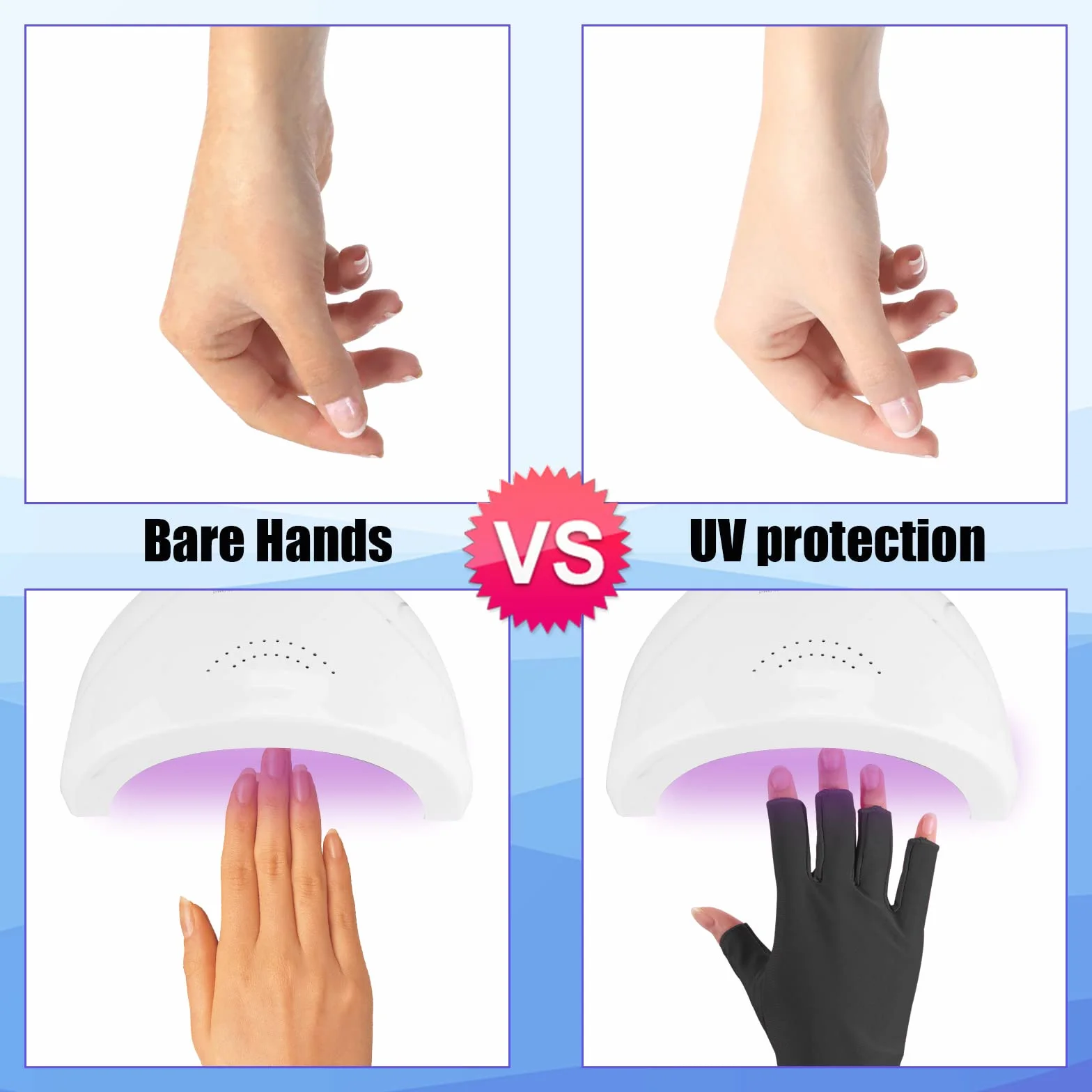Rekawiczki do Lampy Zelowej do Paznokci, Rekawiczki pól Palca Rekawice Ochronne na Palce Artykuly do Manicure do Manicure Zelowego Zajecia na Swiezym Powietrzu (Czarny)