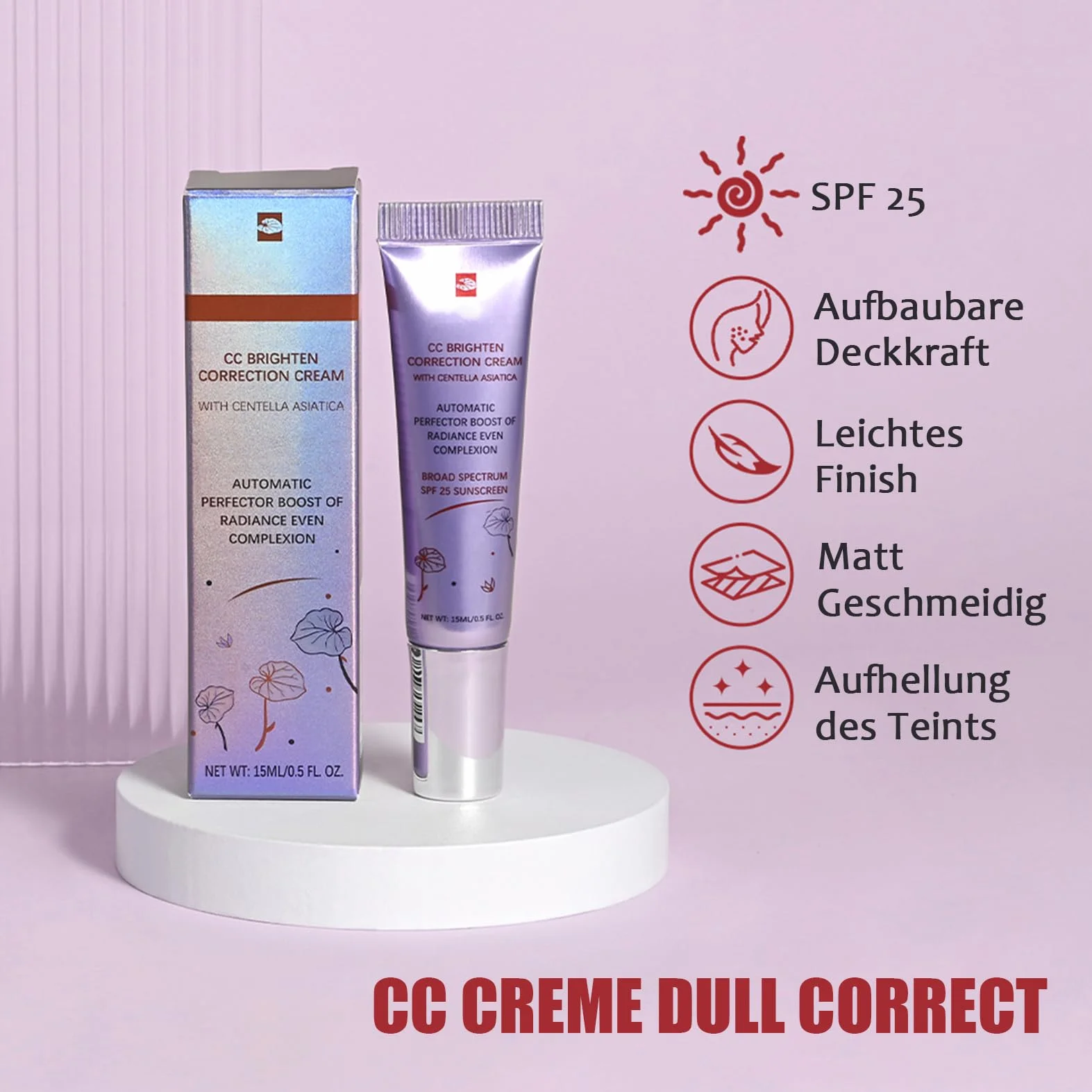 CC Cream Dull Correct, CC krem do perfekcji cery, automatyczna pielęgnacja cery z Centella Asiatica, koreański podkład do makijażu z LSF 25, poprawia cerę i nawilża, wodoodporny i trwały