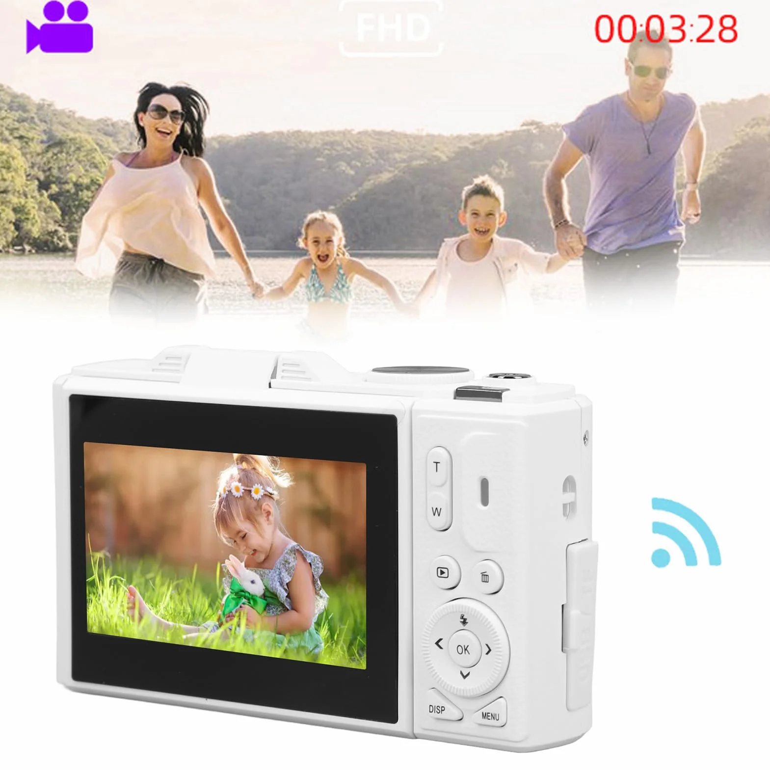 Aparat Cyfrowy 4K, Cyfrowy Aparat Typu „point and shoot” o Rozdzielczości 64 MP FHD, 3-calowy Ekran, 18-krotny Zoom, Autofokus Przenośny Kompaktowy Aparat Kieszonkowy Cyfrowy